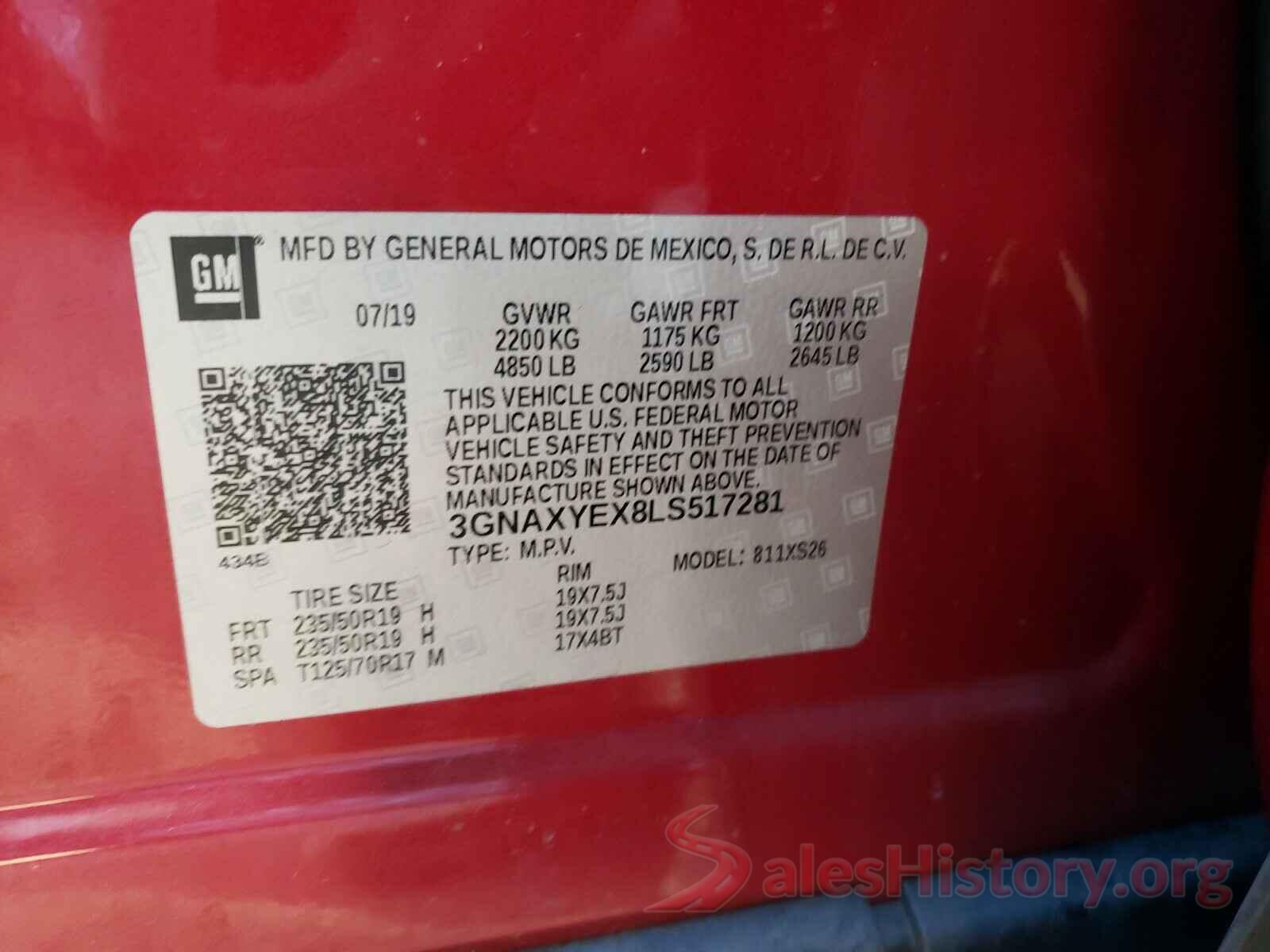 3GNAXYEX8LS517281 2020 CHEVROLET EQUINOX