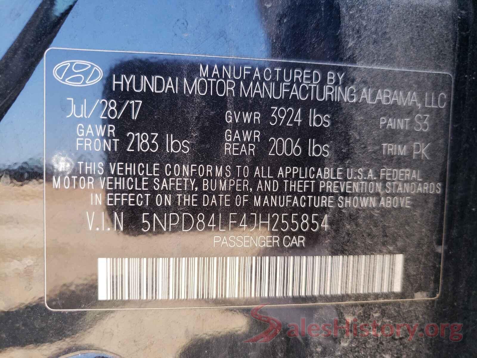 5NPD84LF4JH255854 2018 HYUNDAI ELANTRA