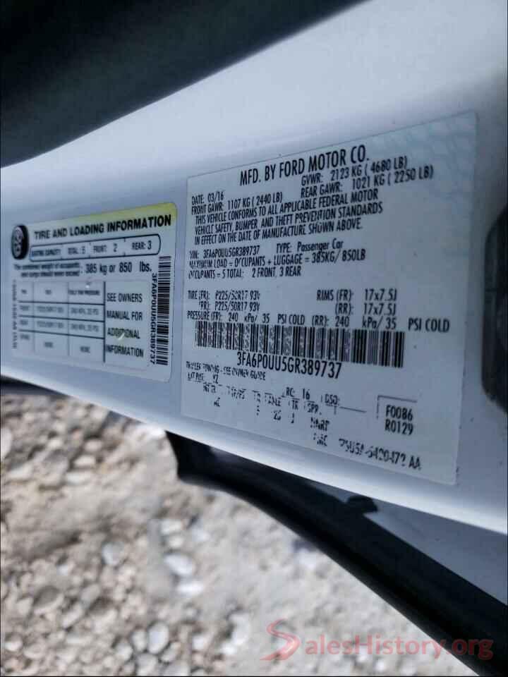 3FA6P0UU5GR389737 2016 FORD FUSION