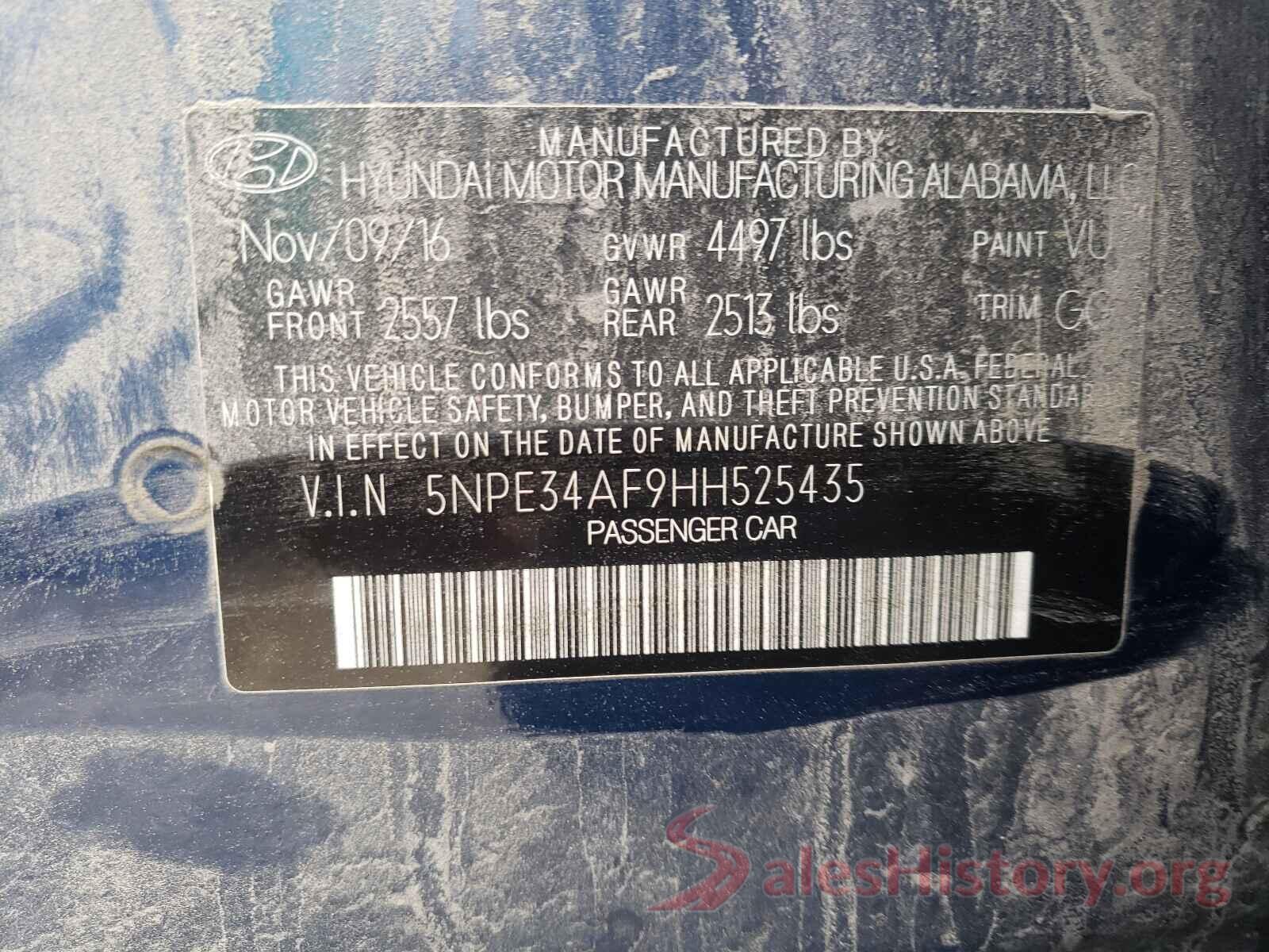 5NPE34AF9HH525435 2017 HYUNDAI SONATA