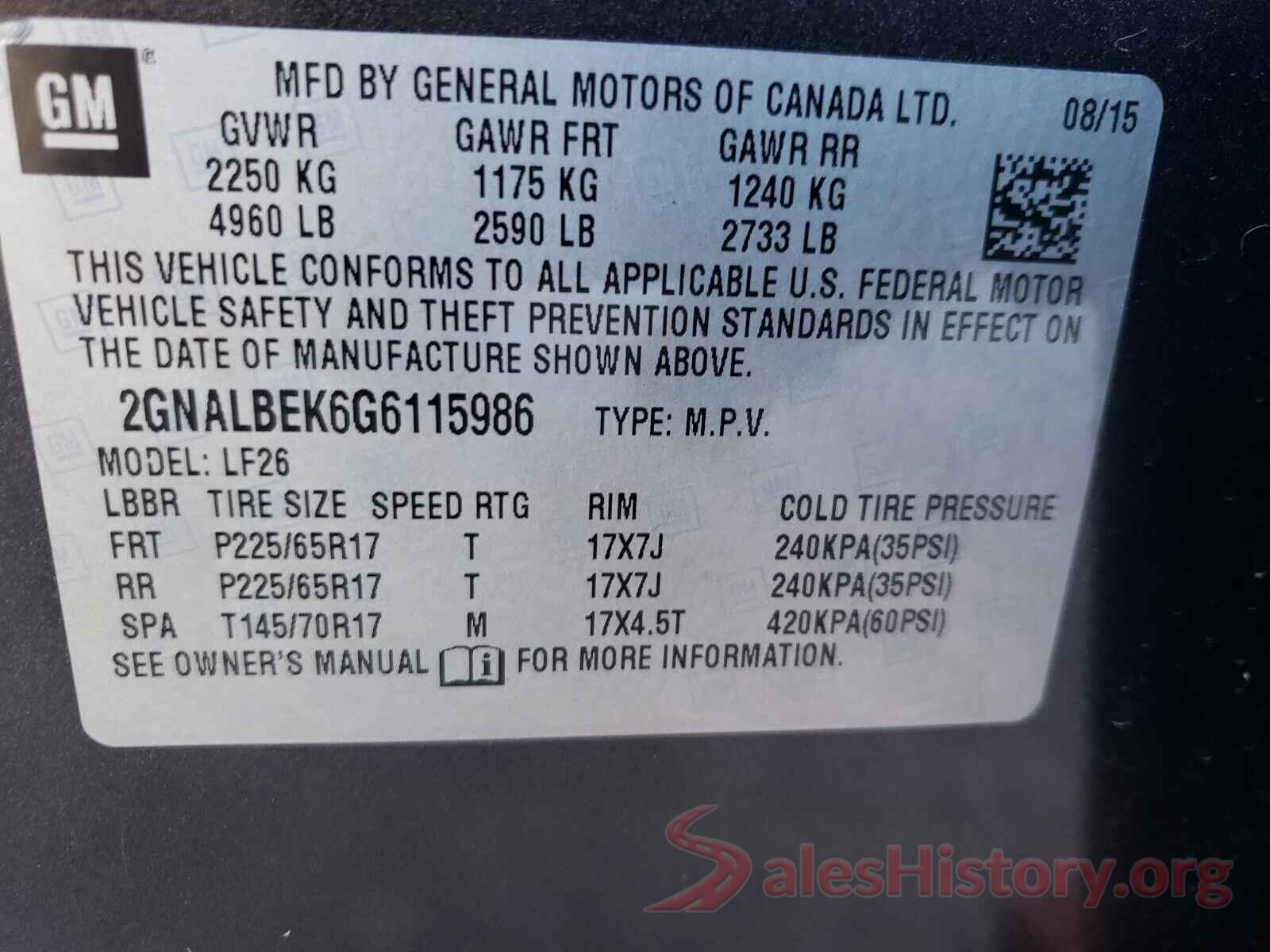 2GNALBEK6G6115986 2016 CHEVROLET EQUINOX