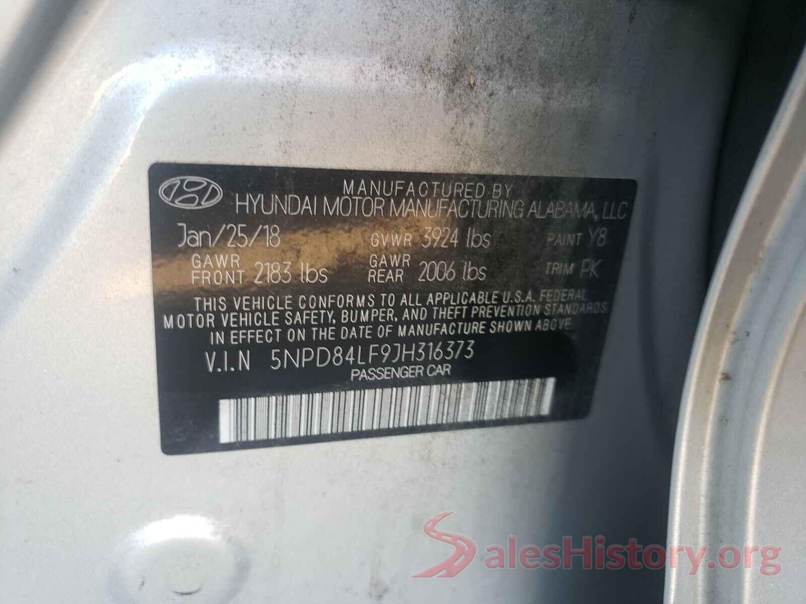 5NPD84LF9JH316373 2018 HYUNDAI ELANTRA