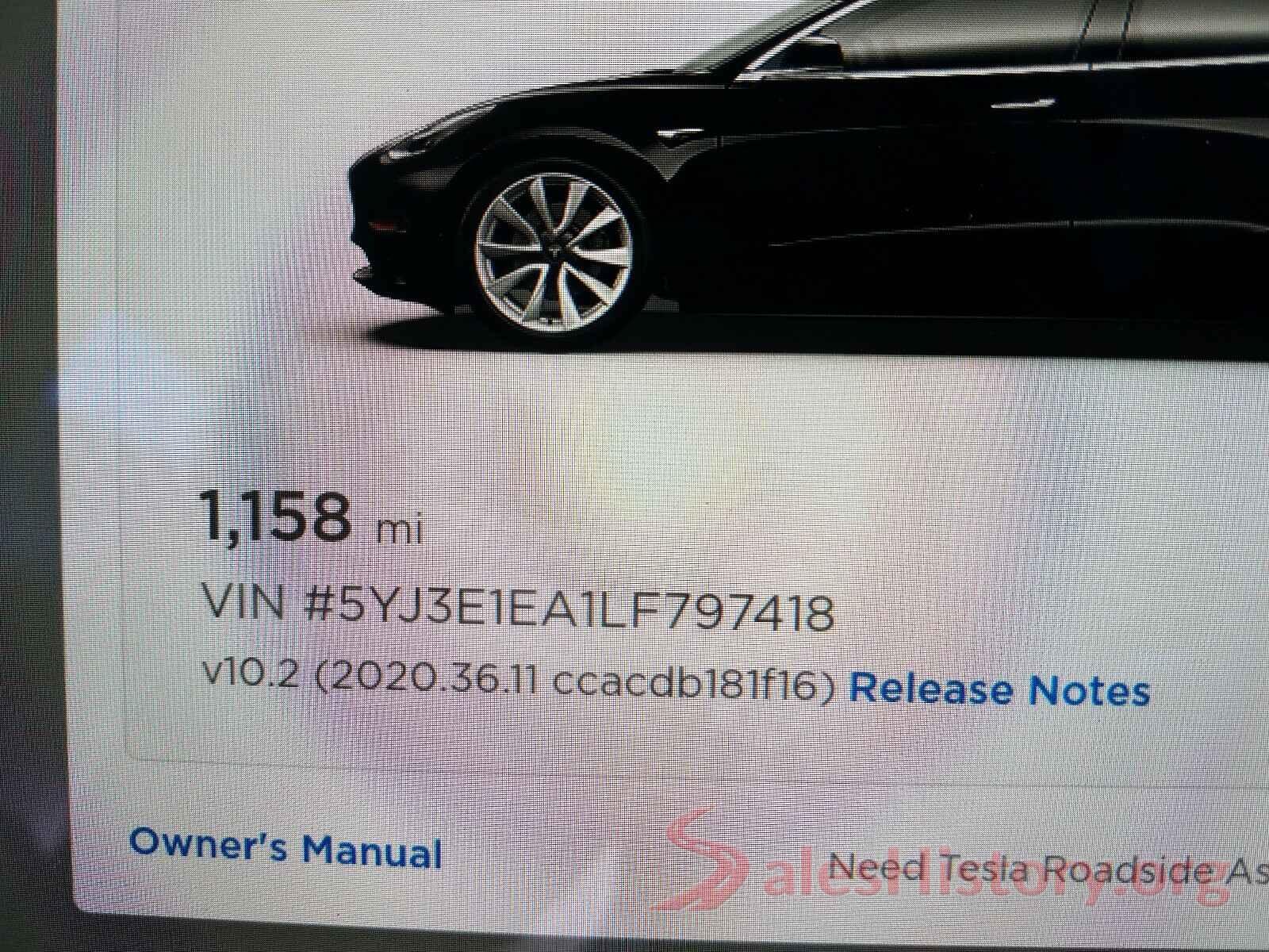 5YJ3E1EA1LF797418 2020 TESLA MODEL 3