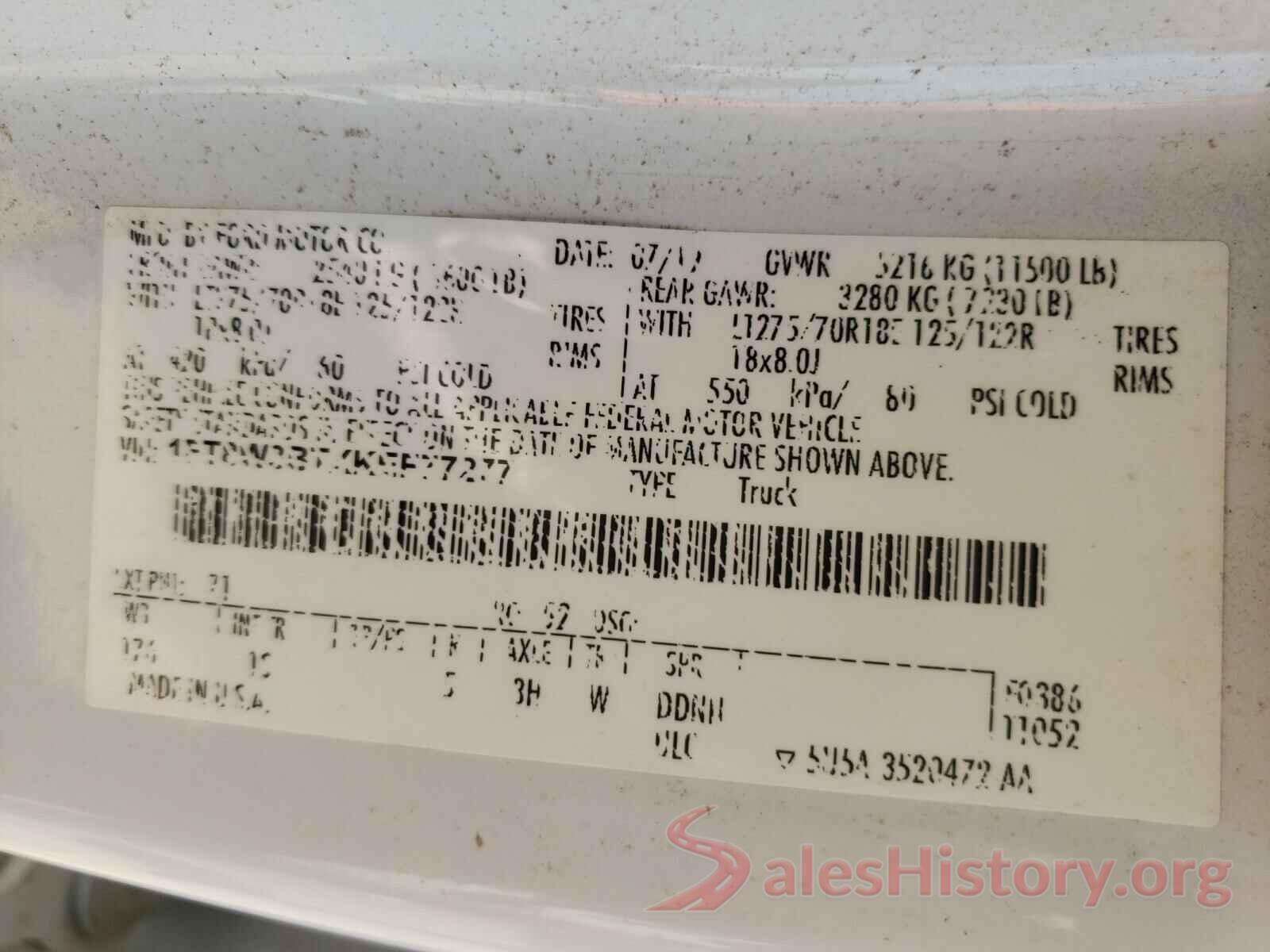 1FT8W3BTXKEF77277 2019 FORD F350