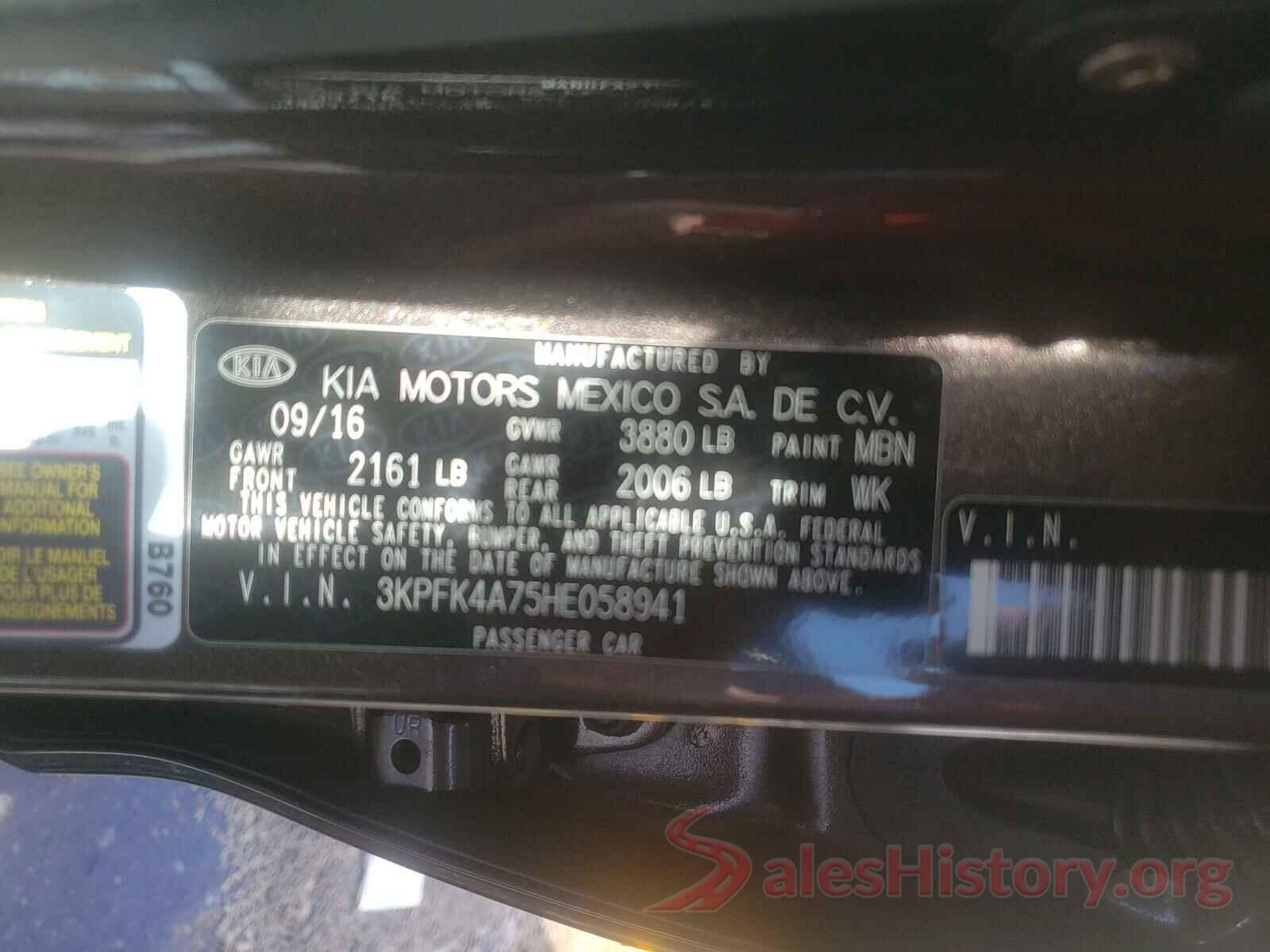 3KPFK4A75HE058941 2017 KIA FORTE