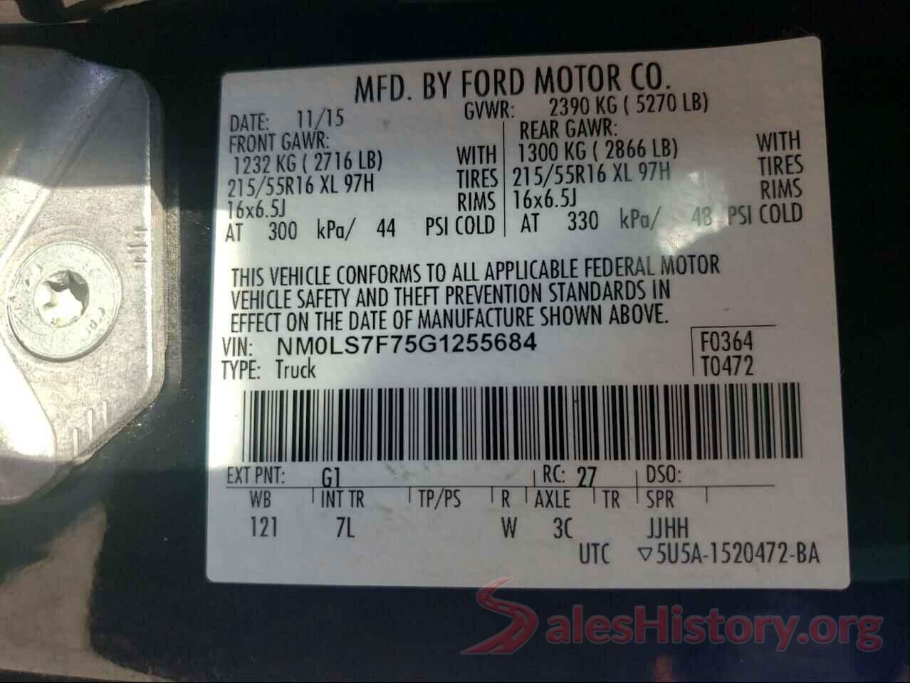 NM0LS7F75G1255684 2016 FORD TRANSIT CO