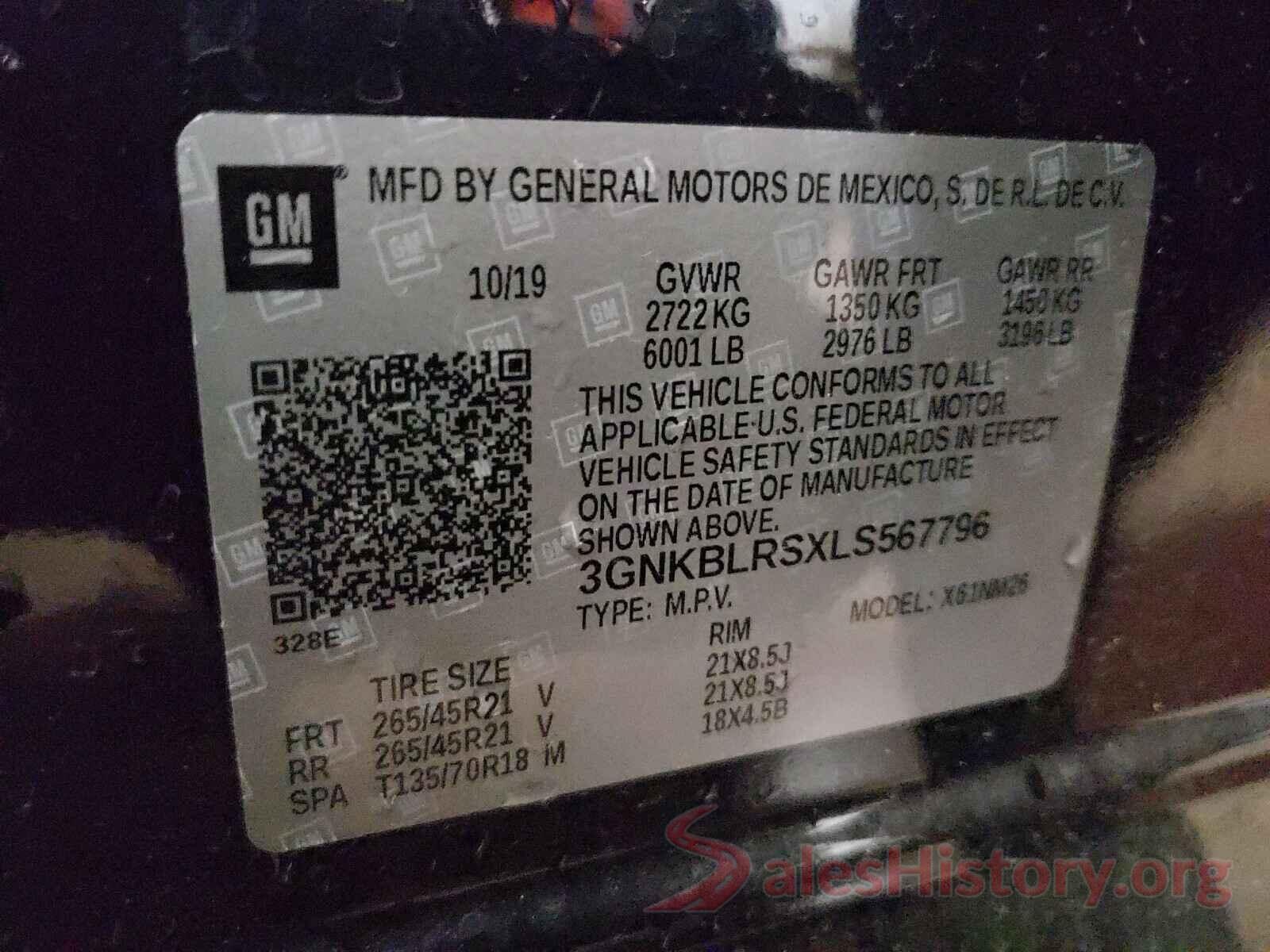 3GNKBLRSXLS567796 2020 CHEVROLET BLAZER PRE