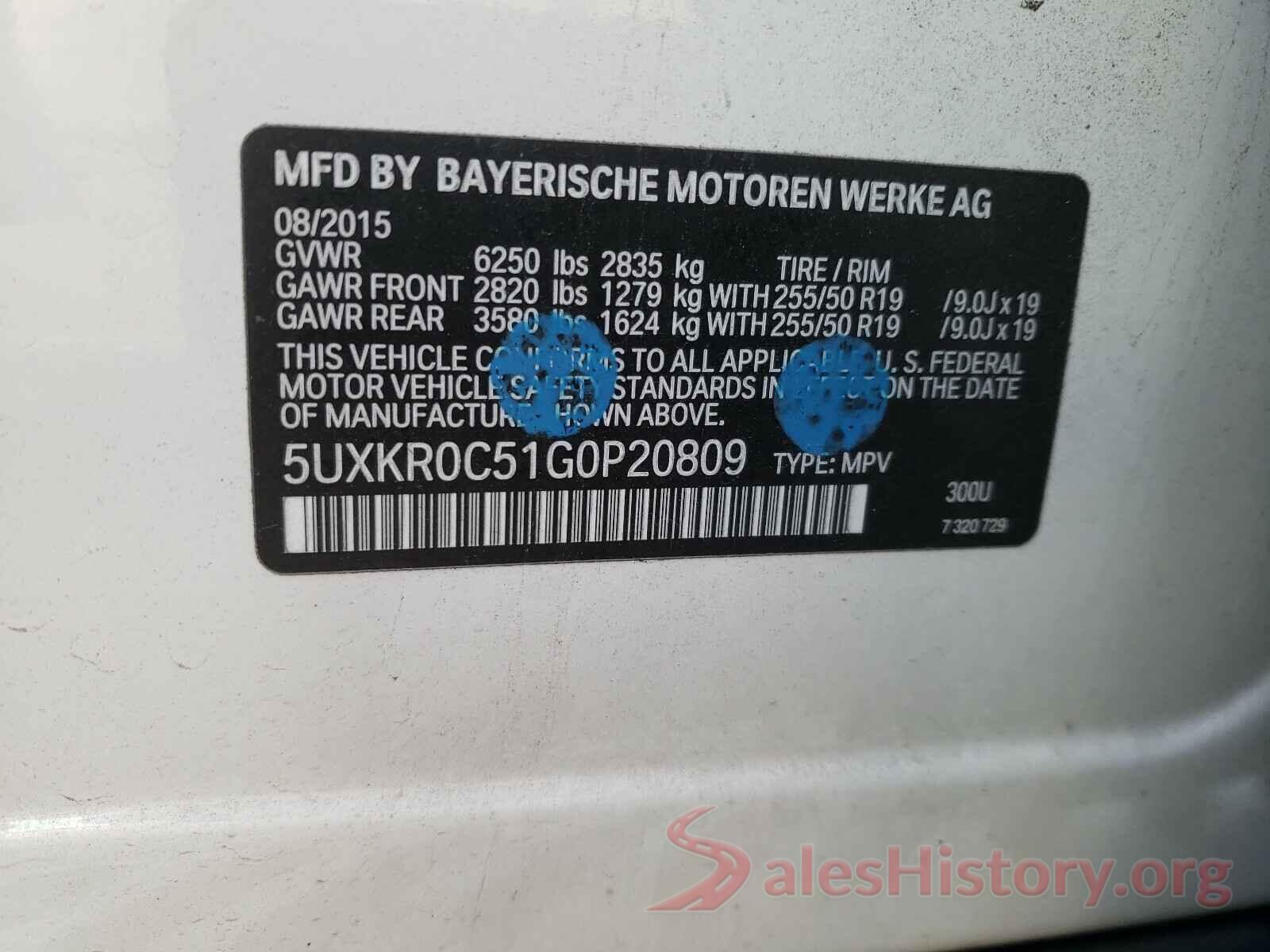 5UXKR0C51G0P20809 2016 BMW X5