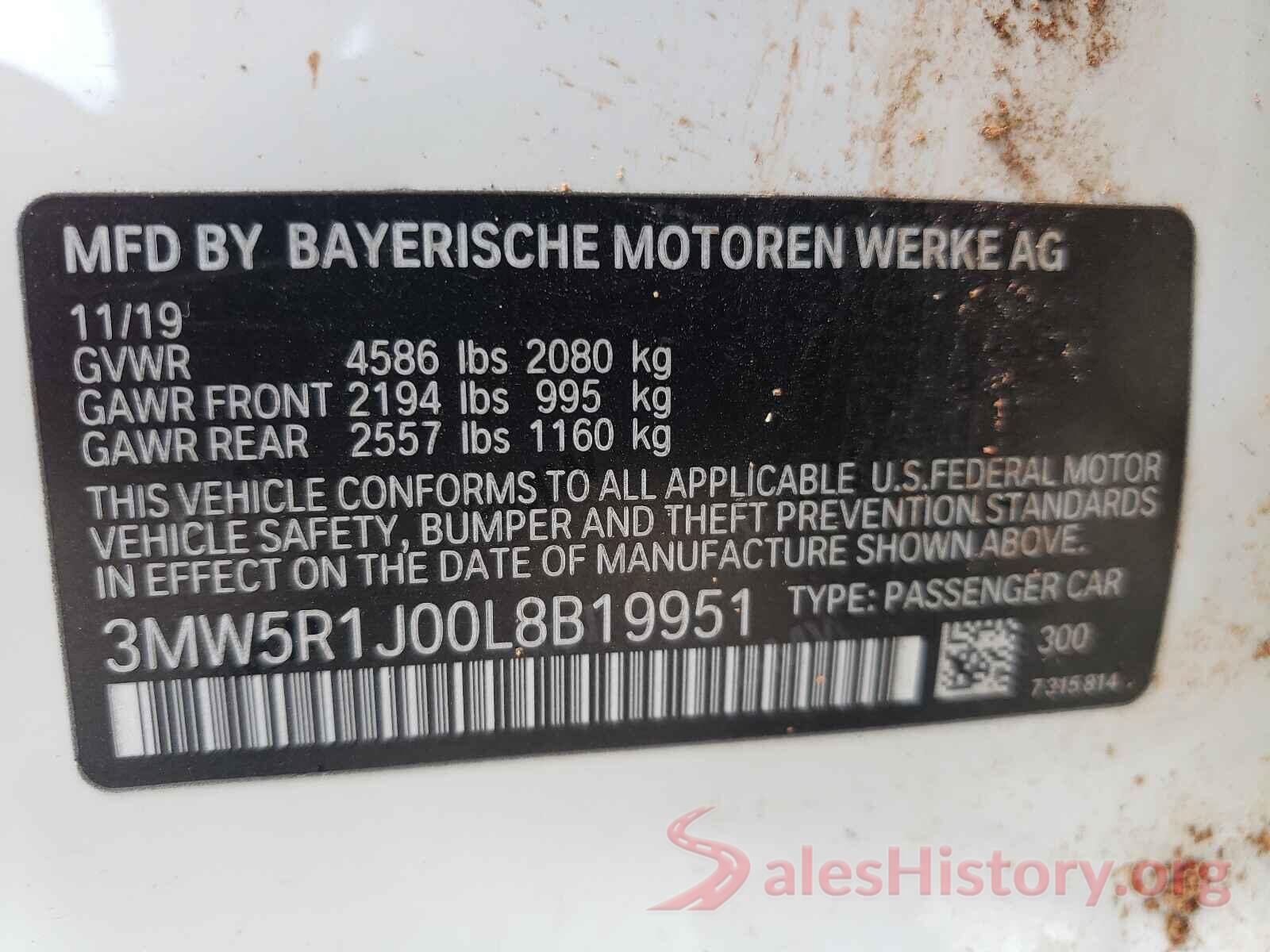 3MW5R1J00L8B19951 2020 BMW 3 SERIES