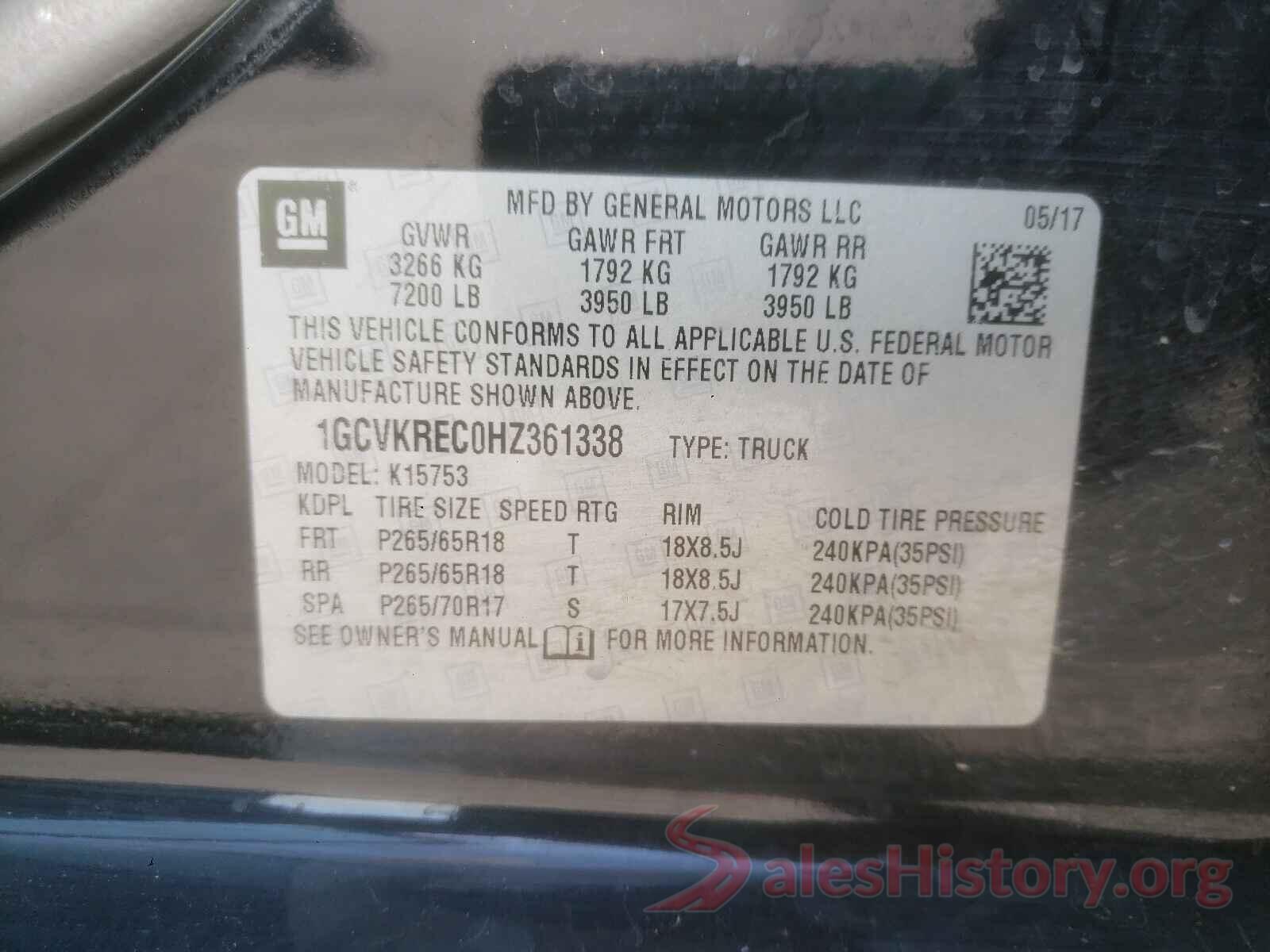 1GCVKREC0HZ361338 2017 CHEVROLET SILVERADO