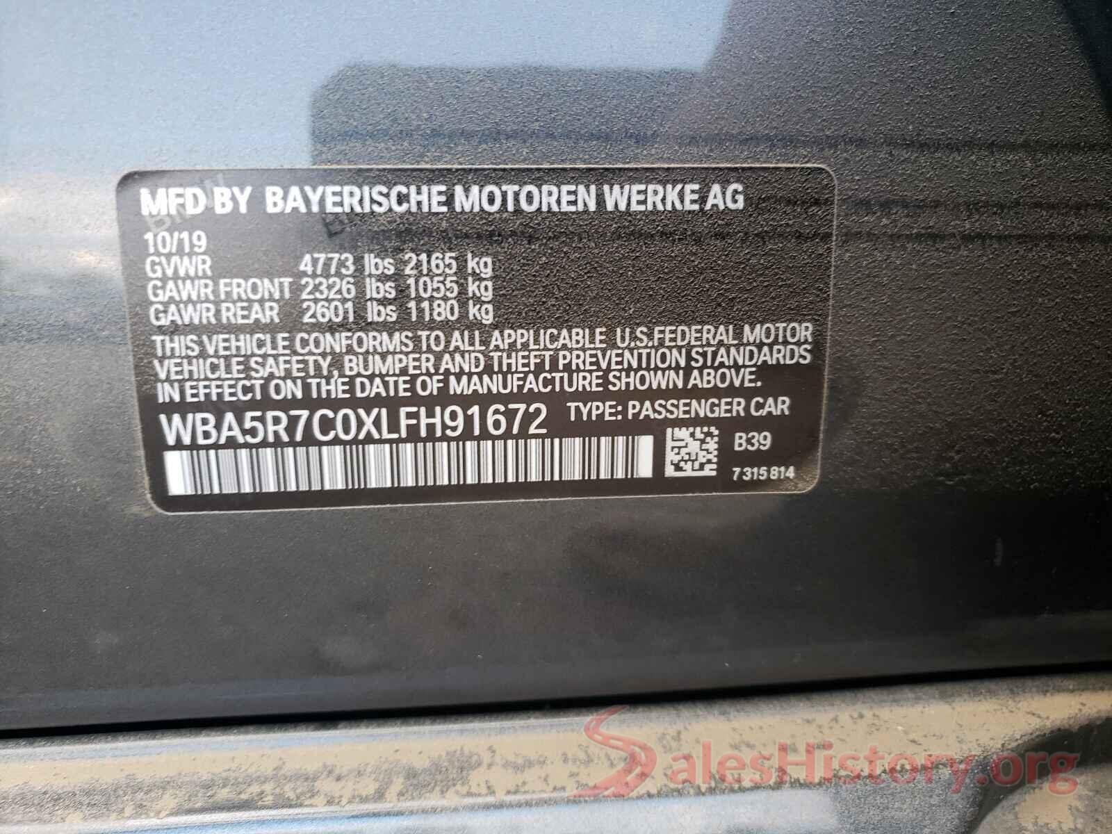 WBA5R7C0XLFH91672 2020 BMW 3 SERIES