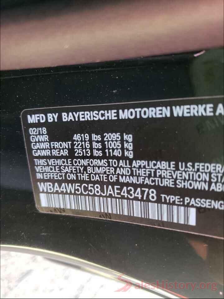 WBA4W5C58JAE43478 2018 BMW 4 SERIES