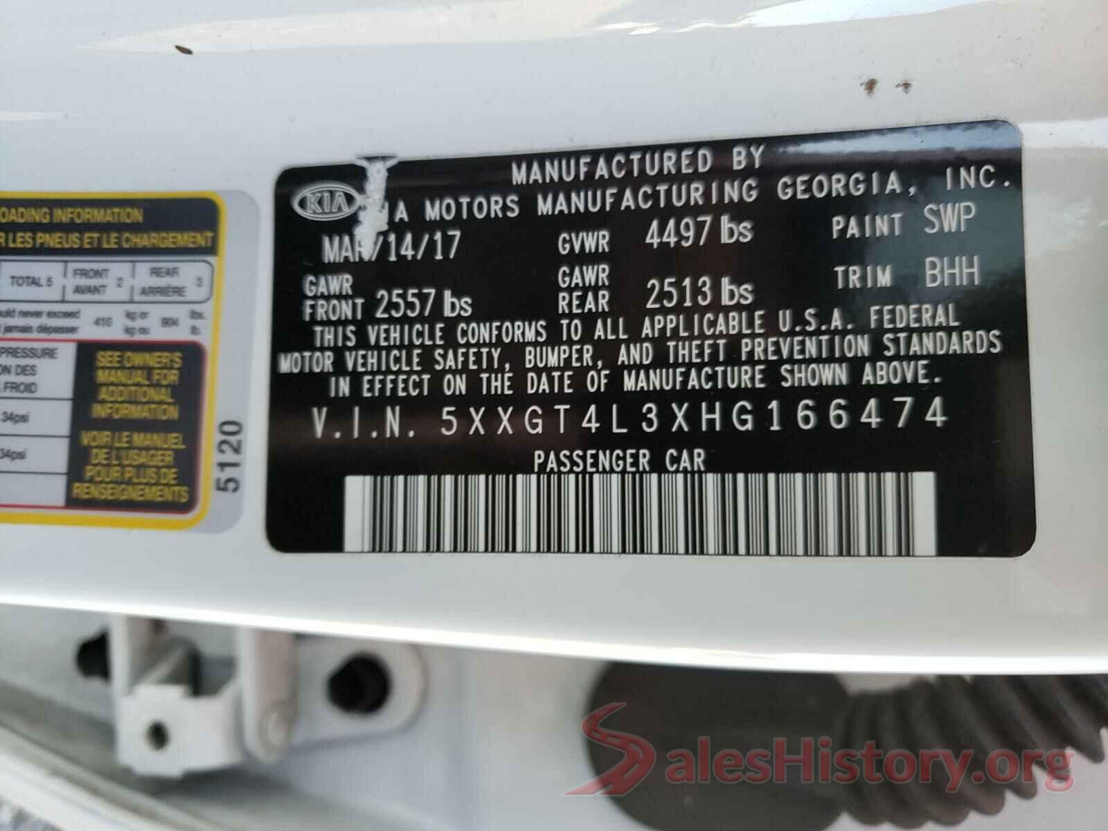 5XXGT4L3XHG166474 2017 KIA OPTIMA