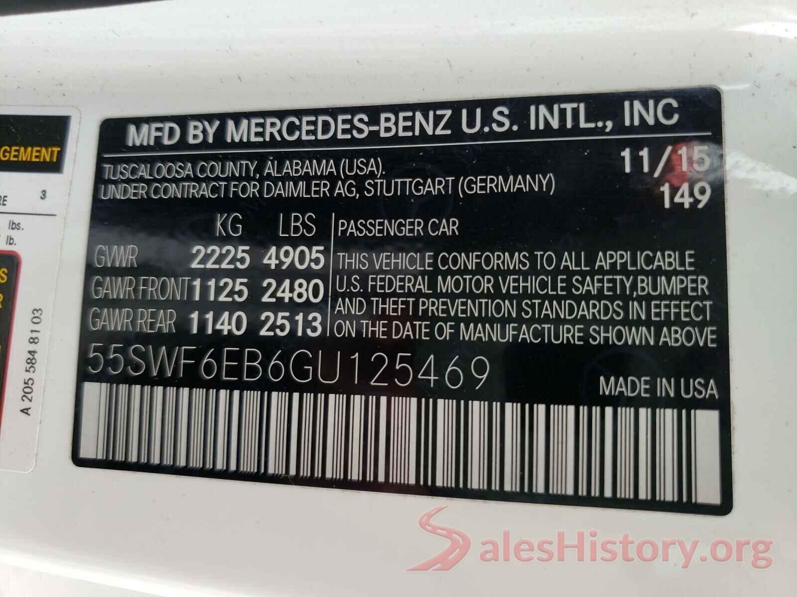 55SWF6EB6GU125469 2016 MERCEDES-BENZ C-CLASS