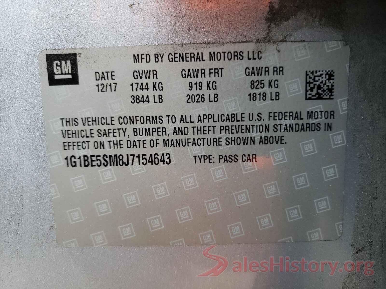 1G1BE5SM8J7154643 2018 CHEVROLET CRUZE