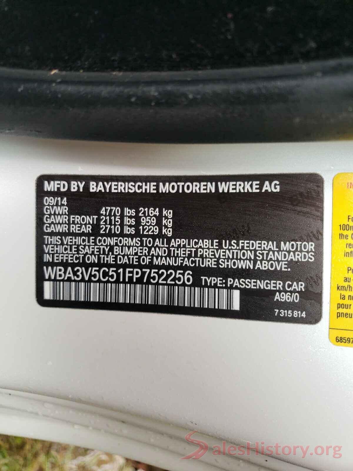 WBA3V5C51FP752256 2015 BMW 4 SERIES