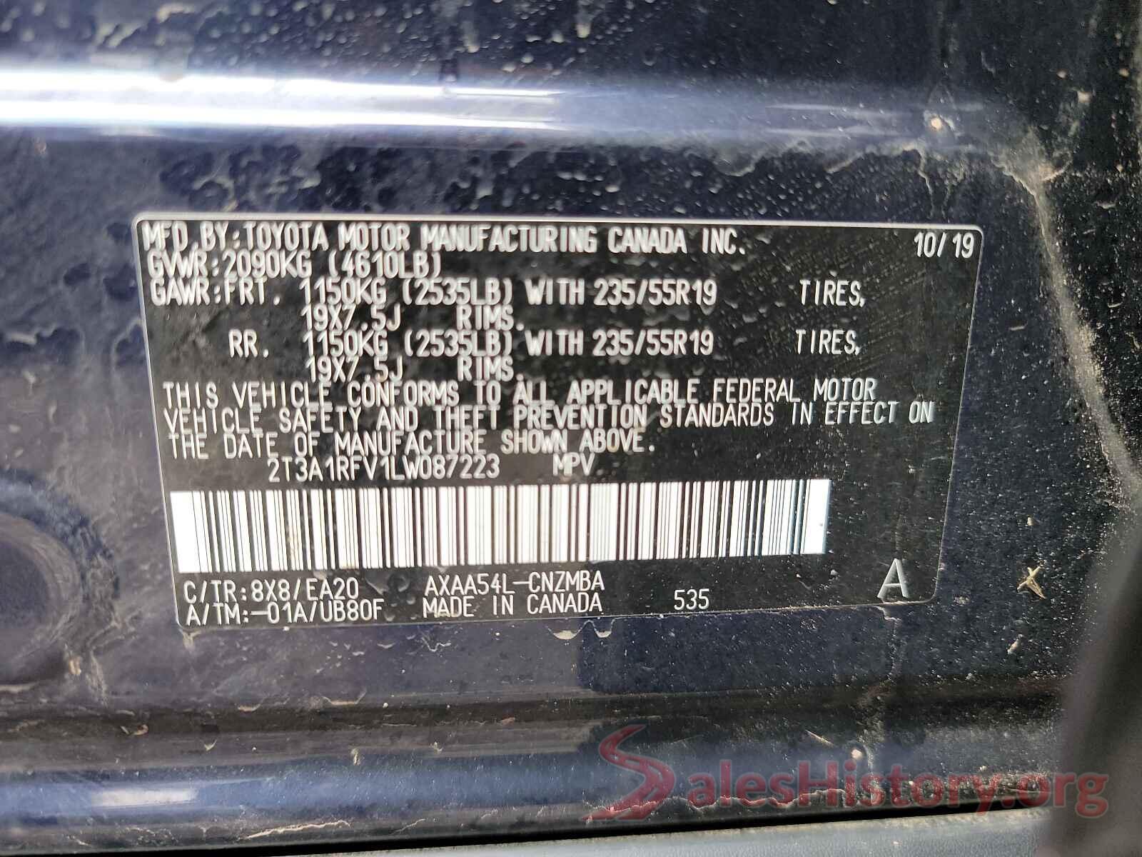 2T3A1RFV1LW087223 2020 TOYOTA RAV4