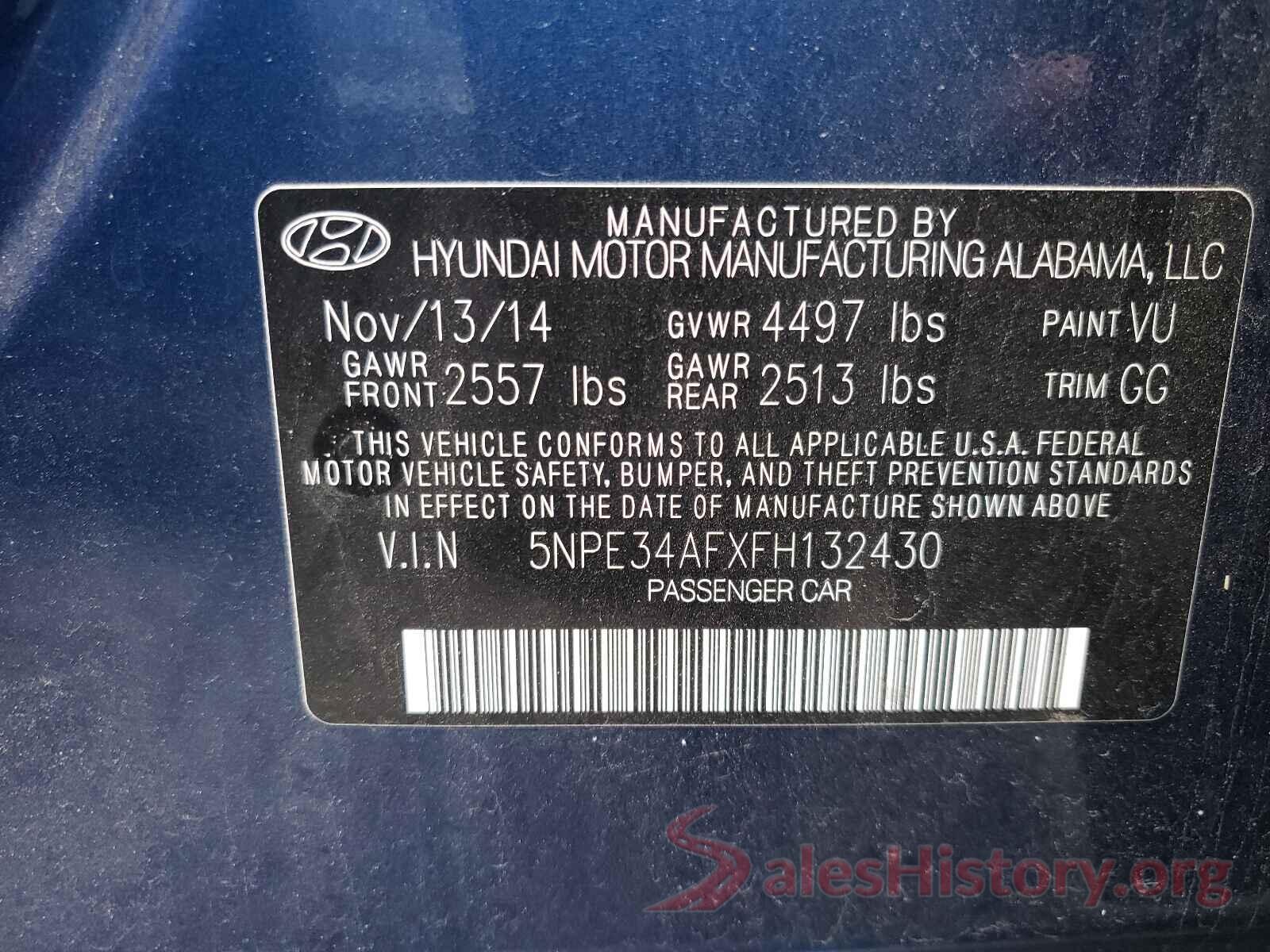 5NPE34AFXFH132430 2015 HYUNDAI SONATA