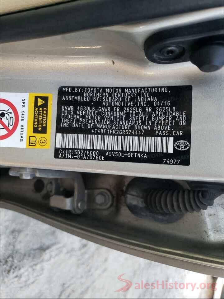 4T4BF1FK2GR574447 2016 TOYOTA CAMRY