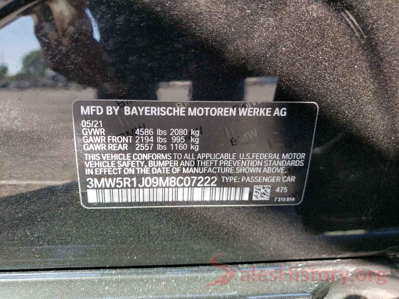 3MW5R1J09M8C07222 2021 BMW 3 SERIES