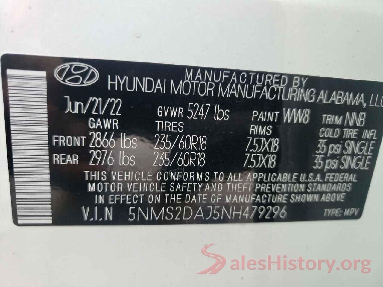 5NMS2DAJ5NH479296 2022 HYUNDAI SANTA FE