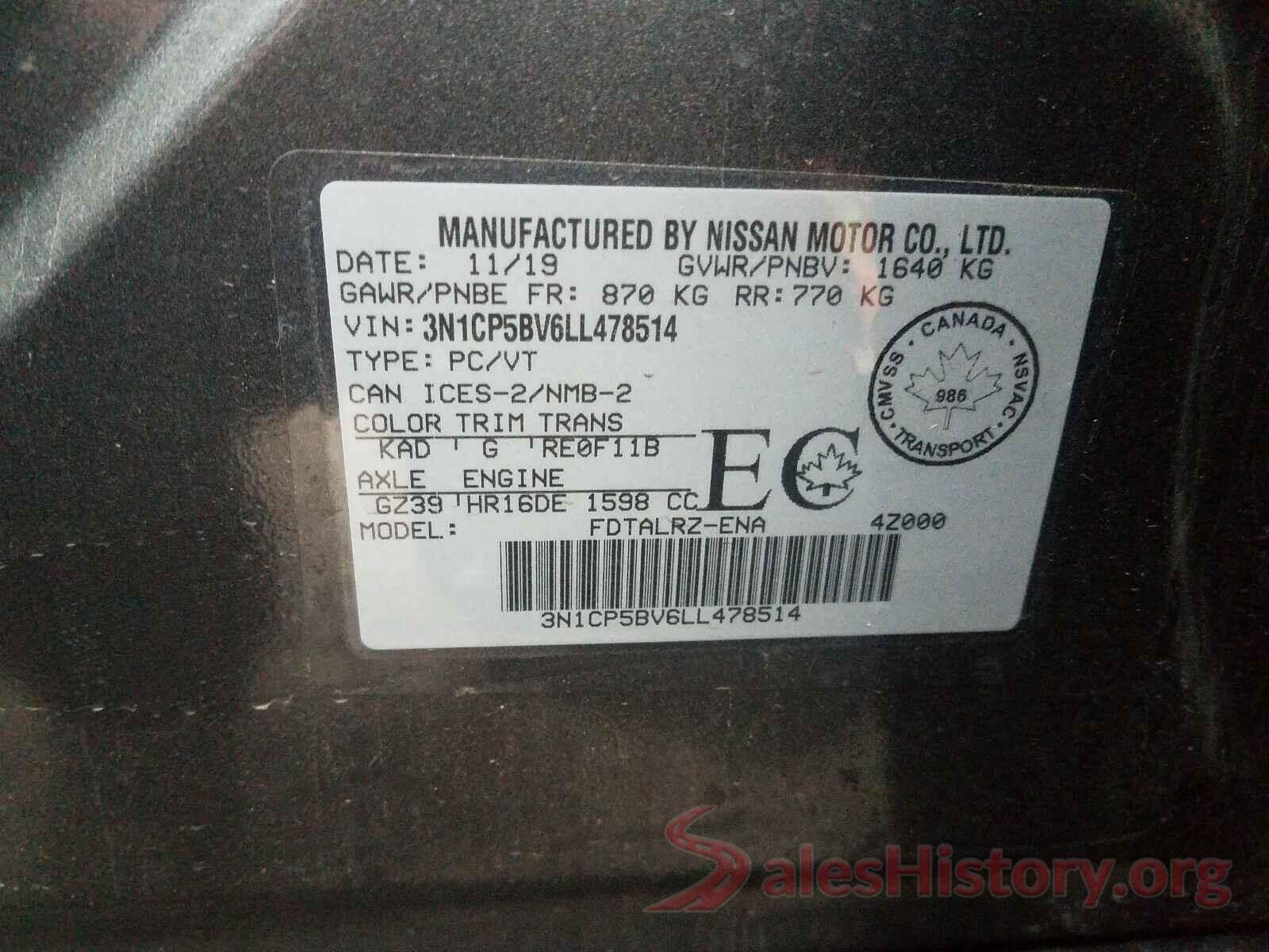 3N1CP5BV6LL478514 2020 NISSAN KICKS