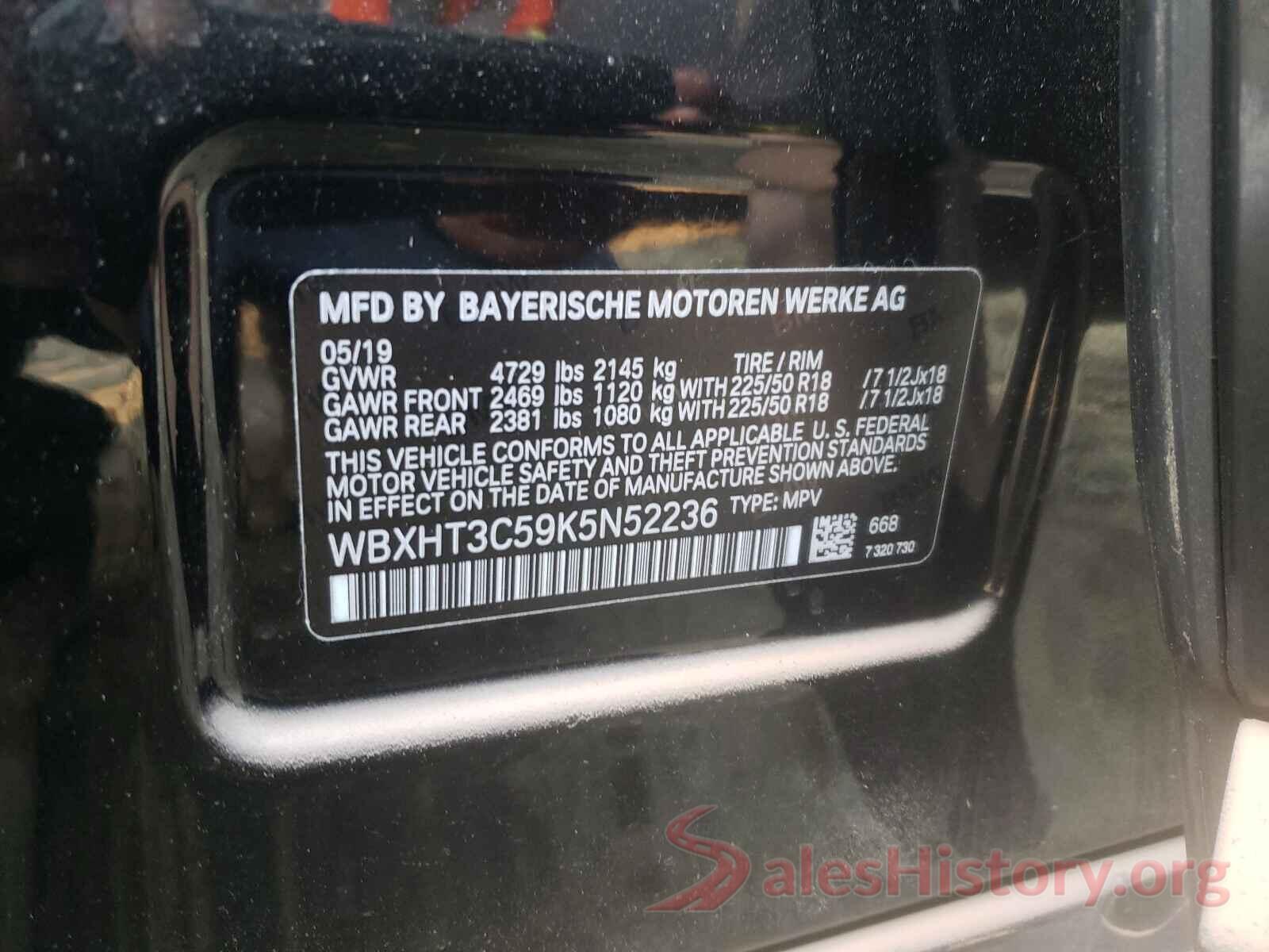 WBXHT3C59K5N52236 2019 BMW X1