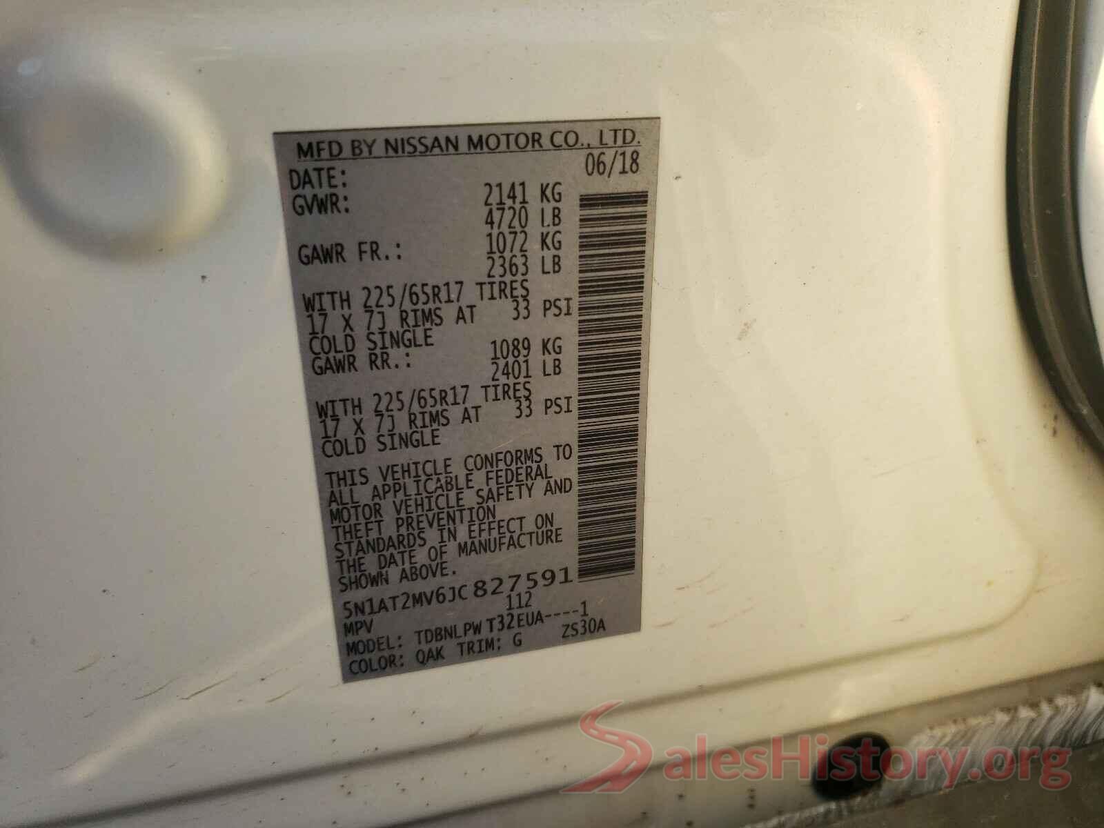 5N1AT2MV6JC827591 2018 NISSAN ROGUE