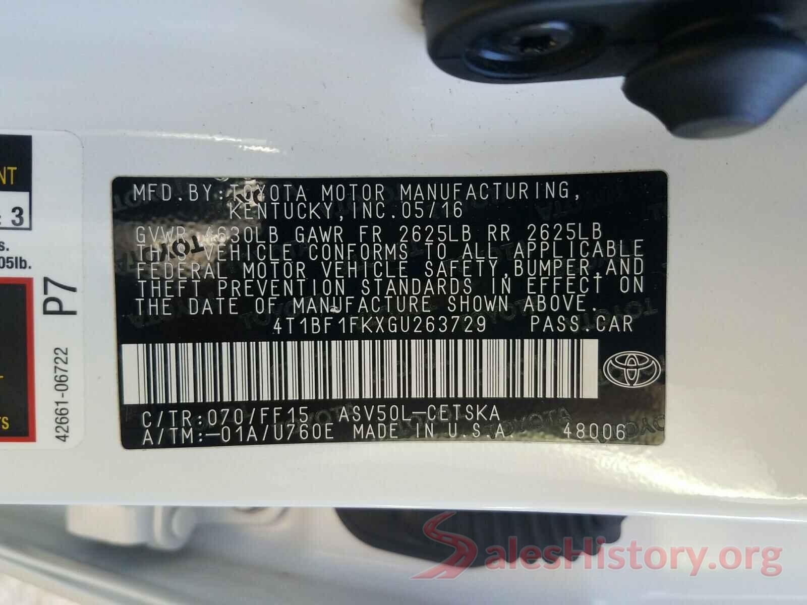 4T1BF1FKXGU263729 2016 TOYOTA CAMRY