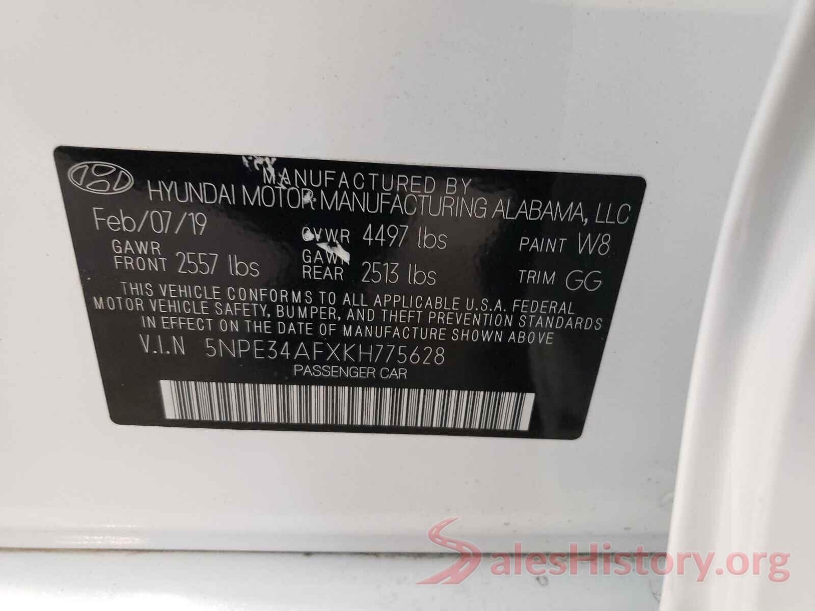 5NPE34AFXKH775628 2019 HYUNDAI SONATA