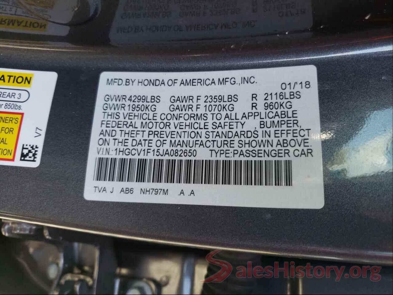 1HGCV1F15JA082650 2018 HONDA ACCORD