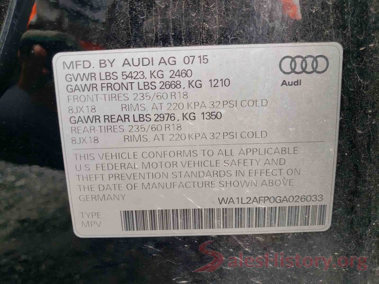 WA1L2AFP0GA026033 2016 AUDI Q5