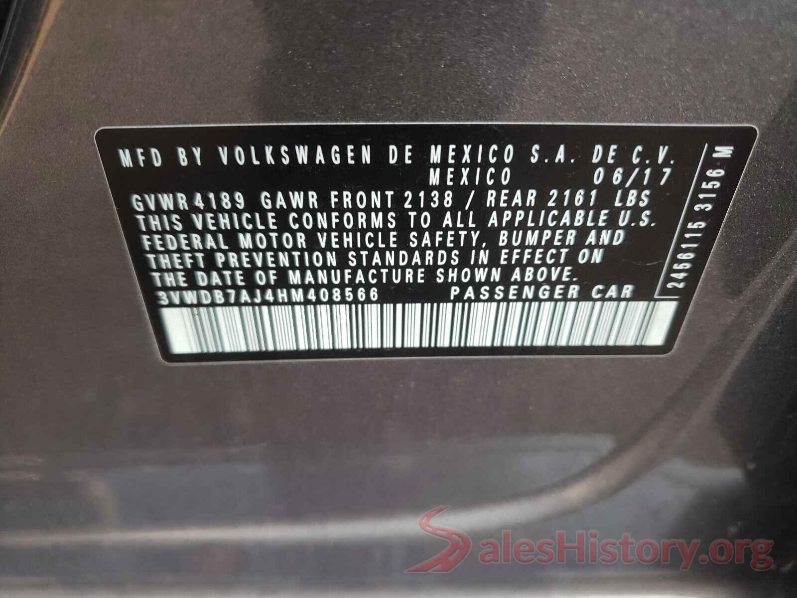 3VWDB7AJ4HM408566 2017 VOLKSWAGEN JETTA