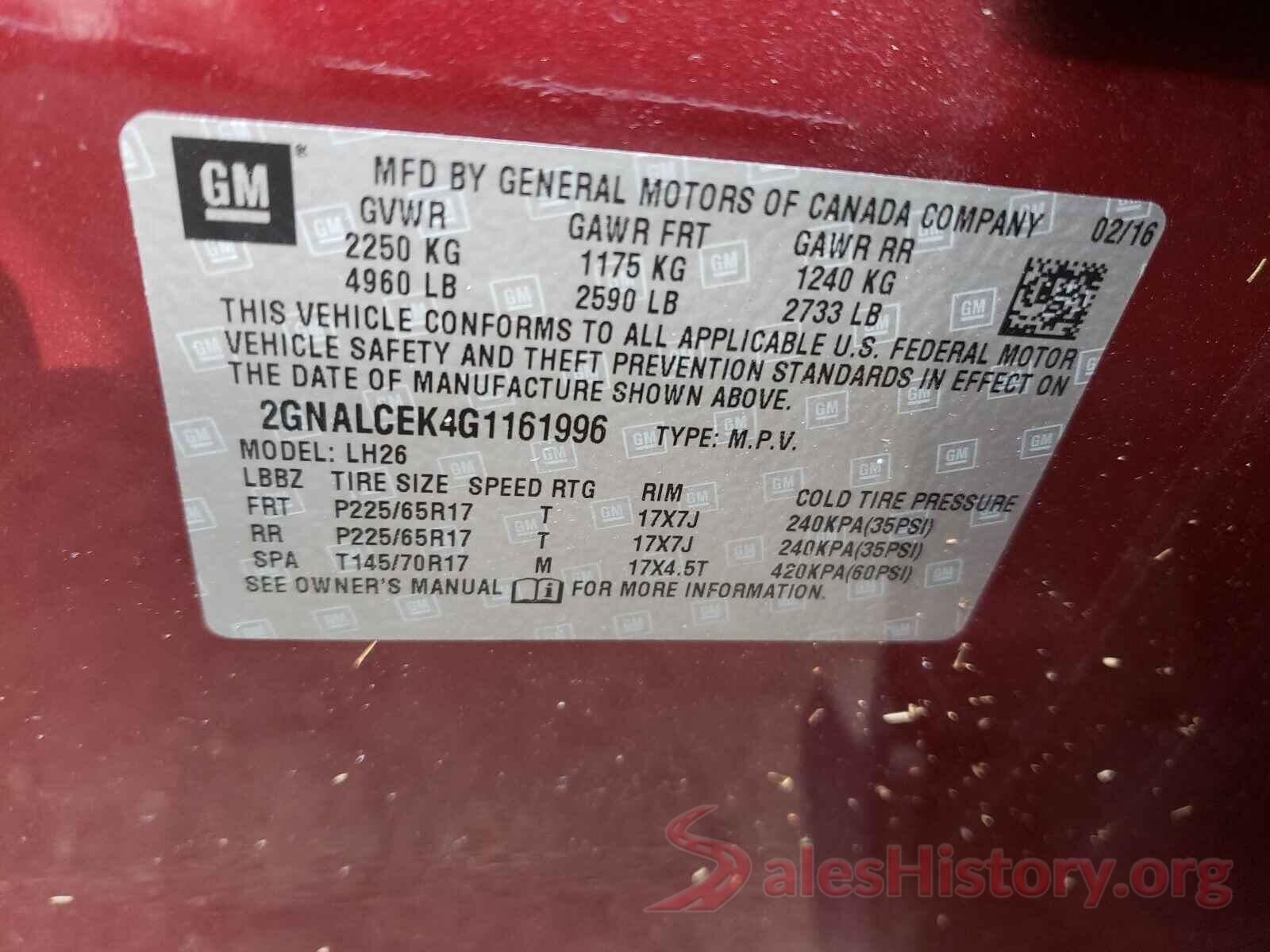 2GNALCEK4G1161996 2016 CHEVROLET EQUINOX