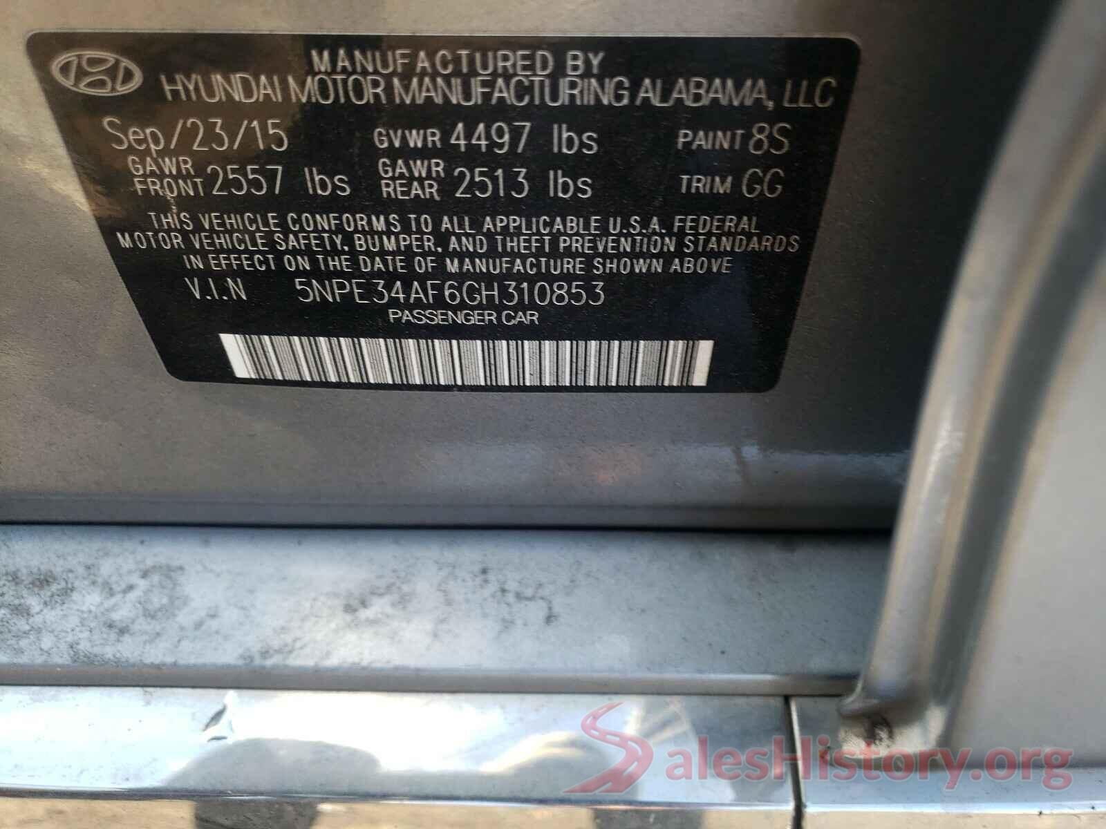 5NPE34AF6GH310853 2016 HYUNDAI SONATA