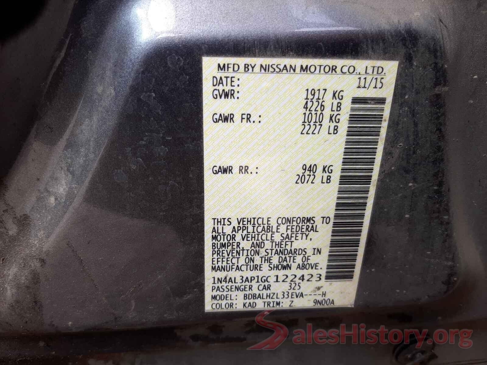 1N4AL3AP1GC122423 2016 NISSAN ALTIMA