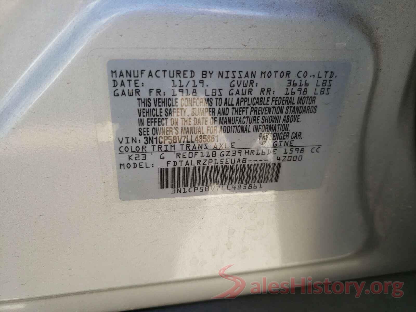 3N1CP5BV7LL485861 2020 NISSAN KICKS