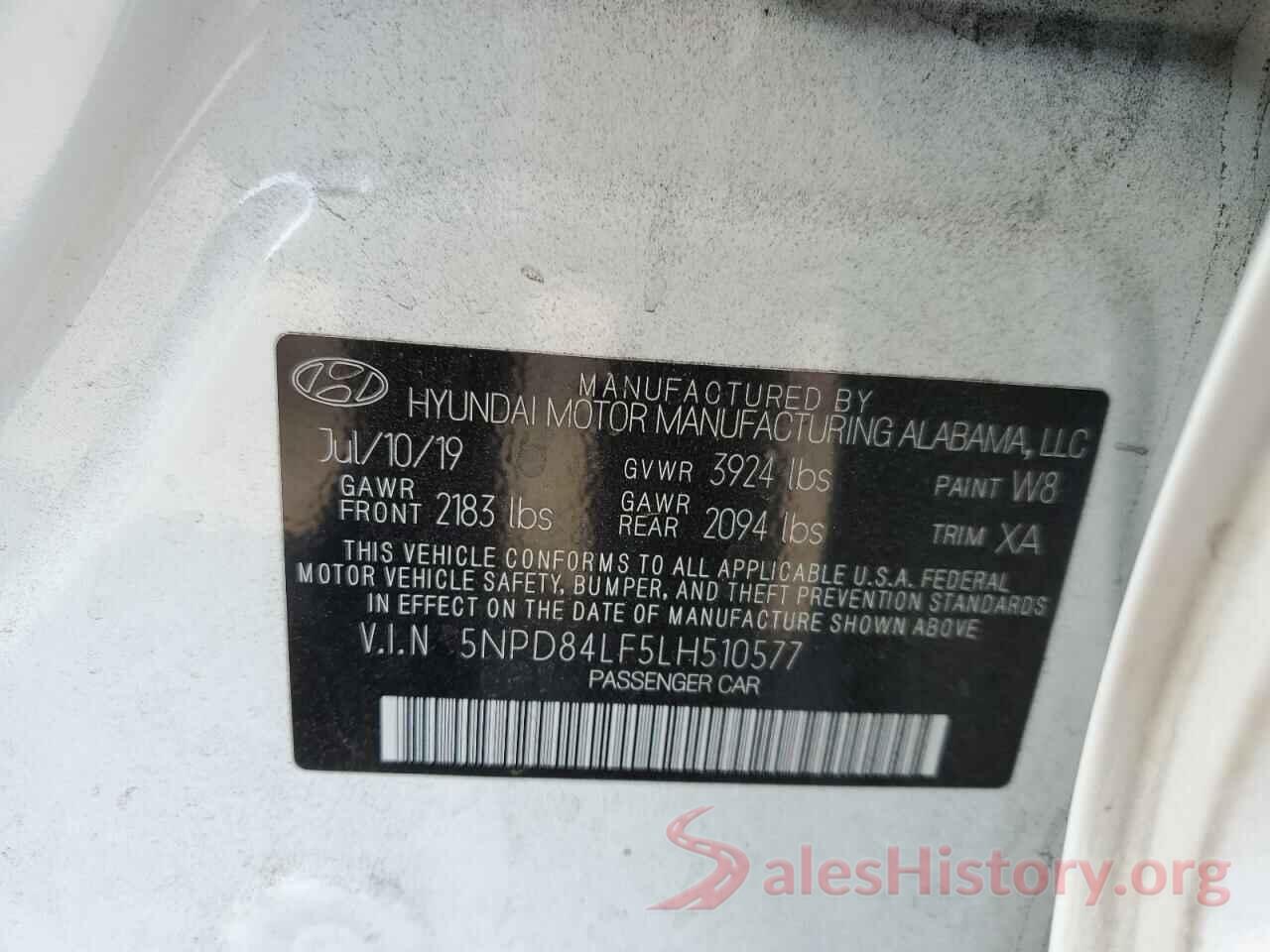 5NPD84LF5LH510577 2020 HYUNDAI ELANTRA