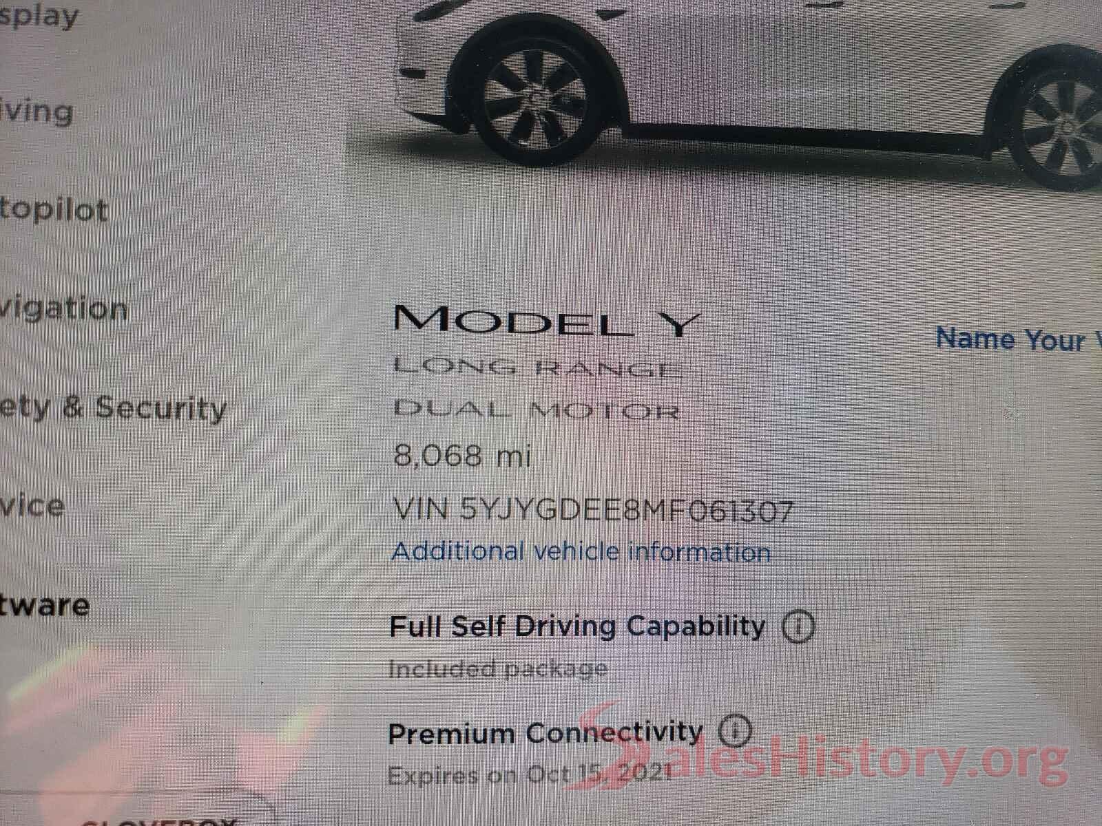 5YJYGDEE8MF061307 2021 TESLA MODEL Y