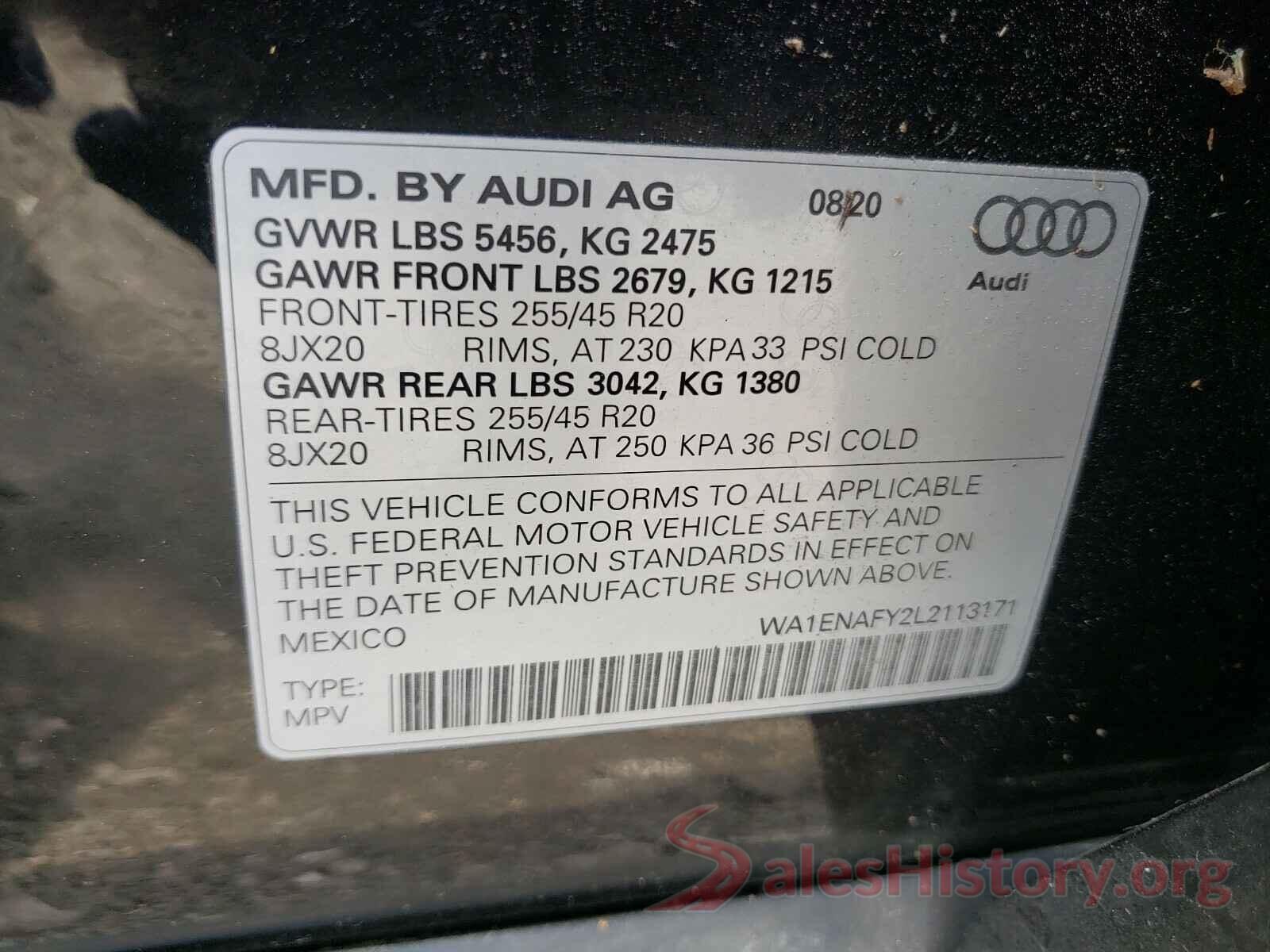 WA1ENAFY2L2113171 2020 AUDI Q5