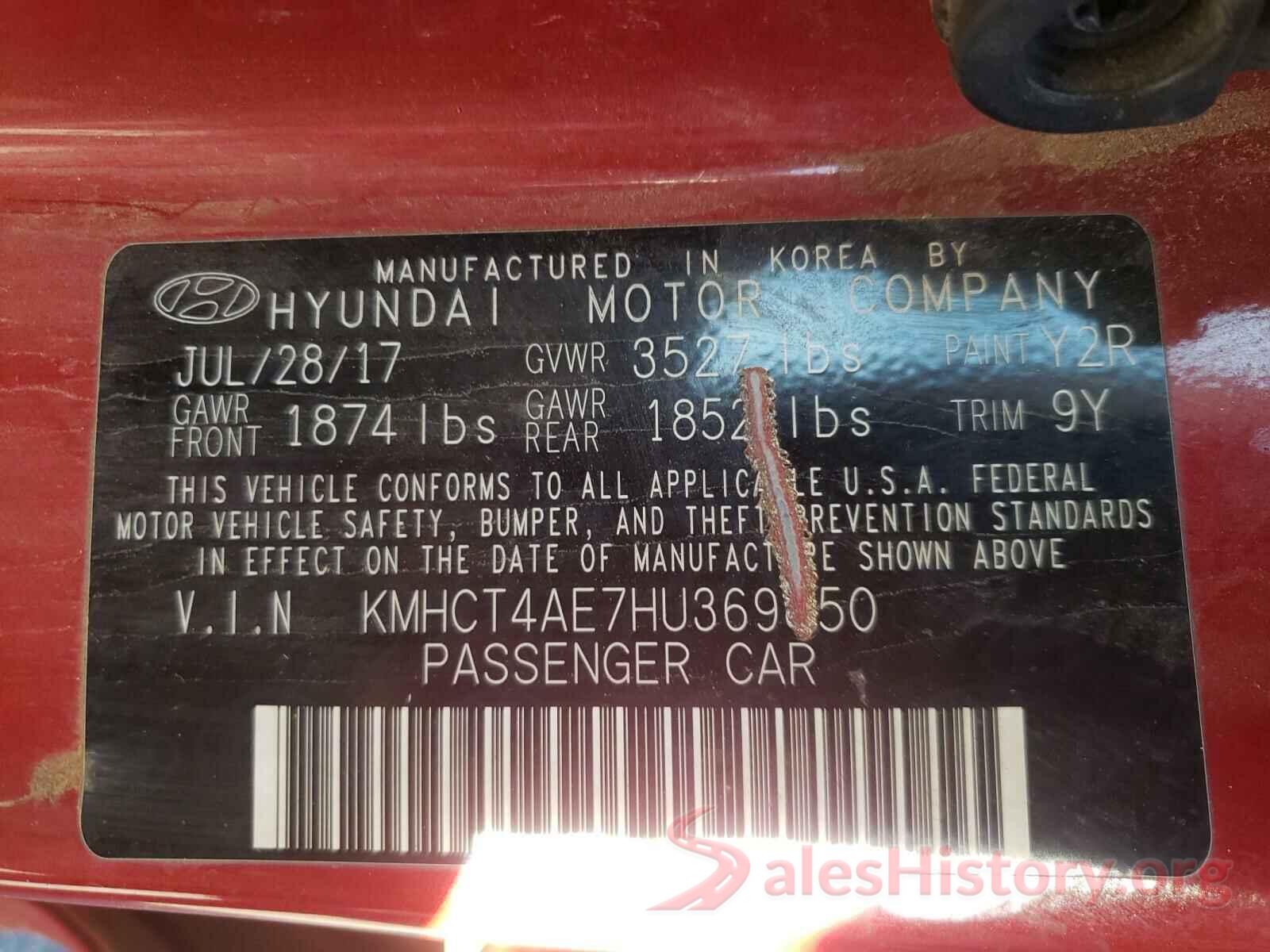 KMHCT4AE7HU369850 2017 HYUNDAI ACCENT