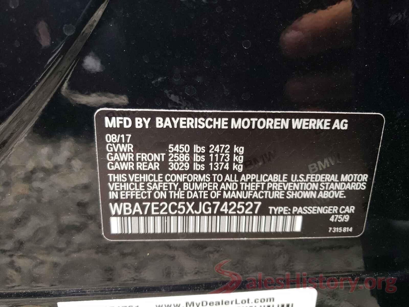 WBA7E2C5XJG742527 2018 BMW 7 SERIES