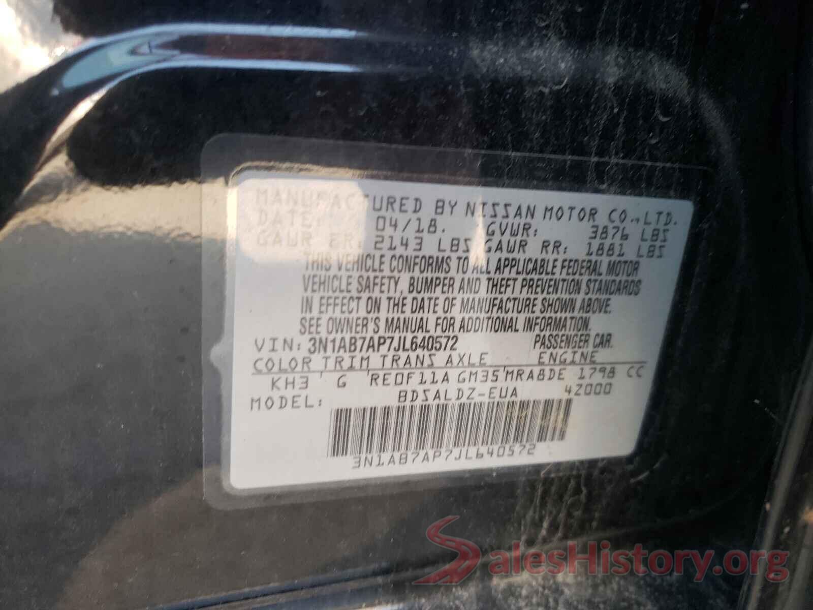 3N1AB7AP7JL640572 2018 NISSAN SENTRA