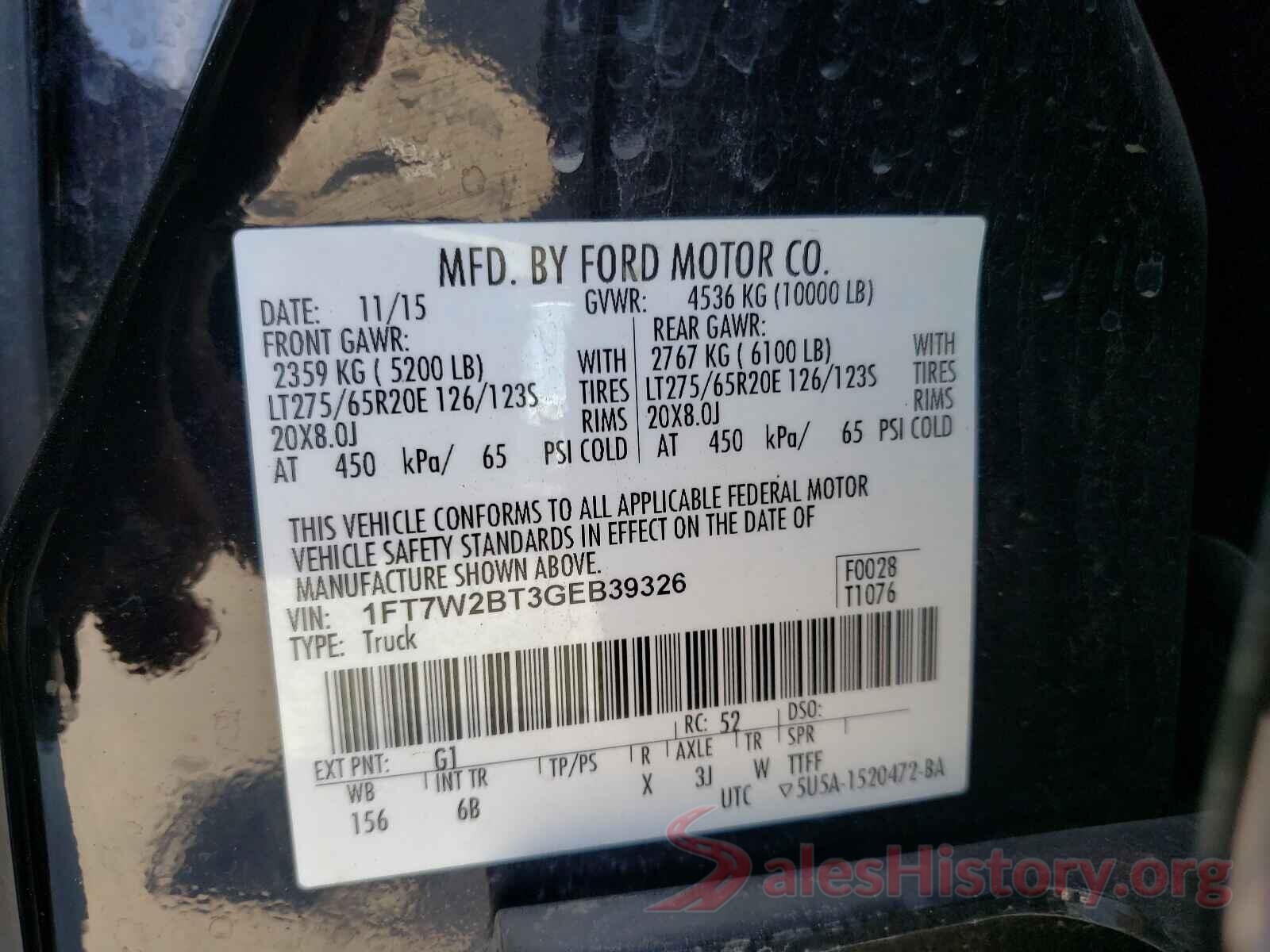 1FT7W2BT3GEB39326 2016 FORD F250