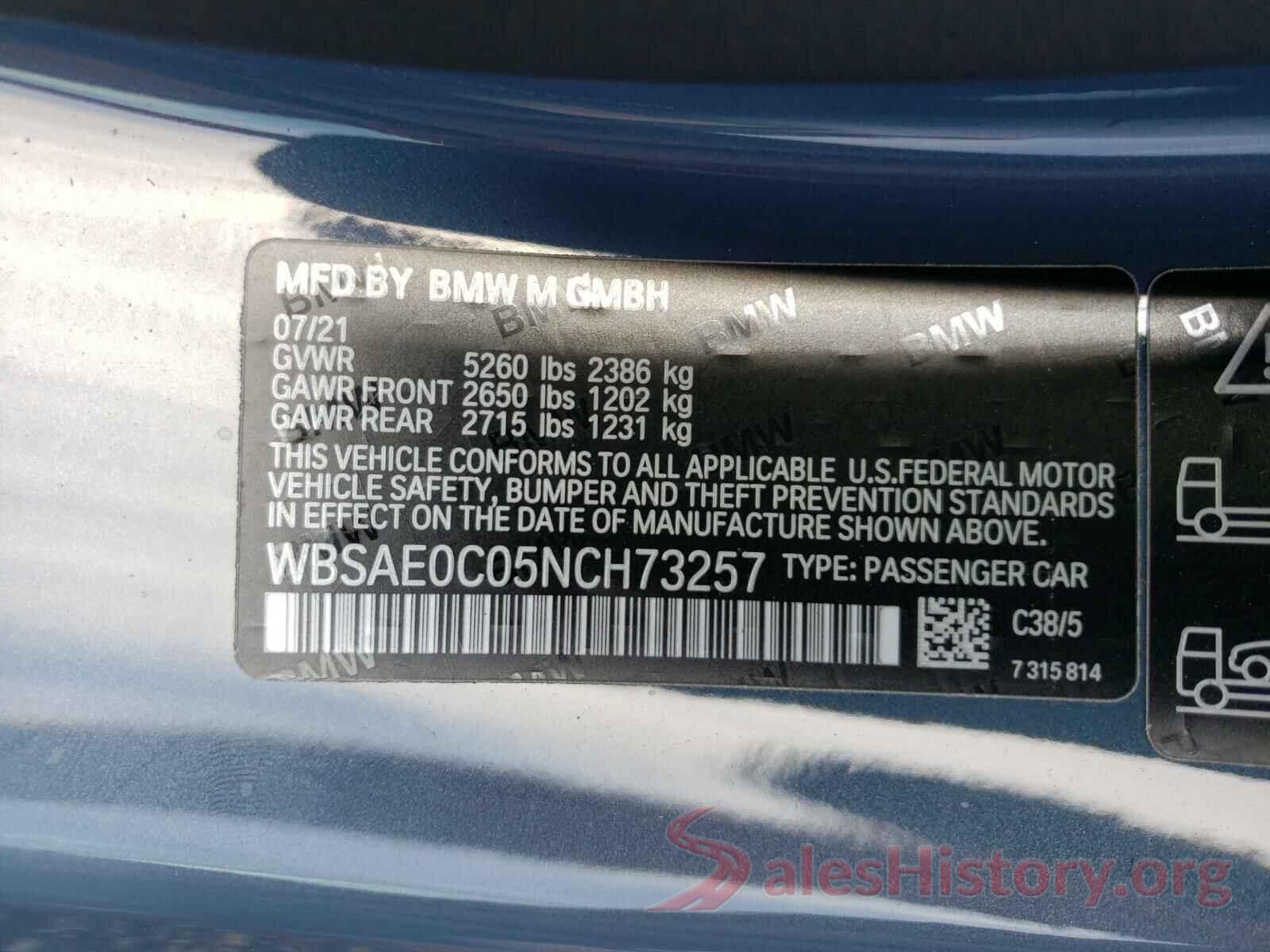 WBSAE0C05NCH73257 2022 BMW M8