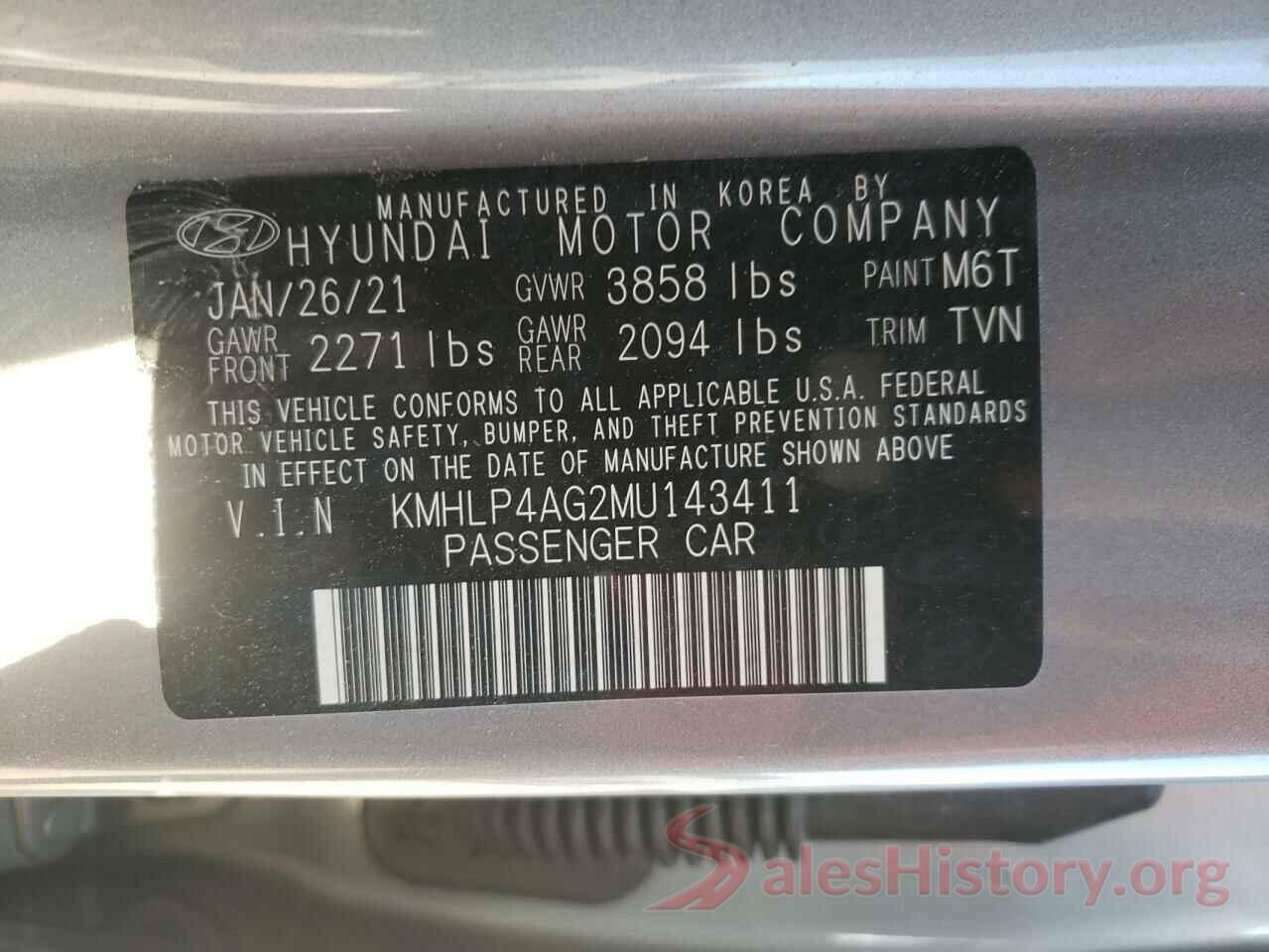 KMHLP4AG2MU143411 2021 HYUNDAI ELANTRA