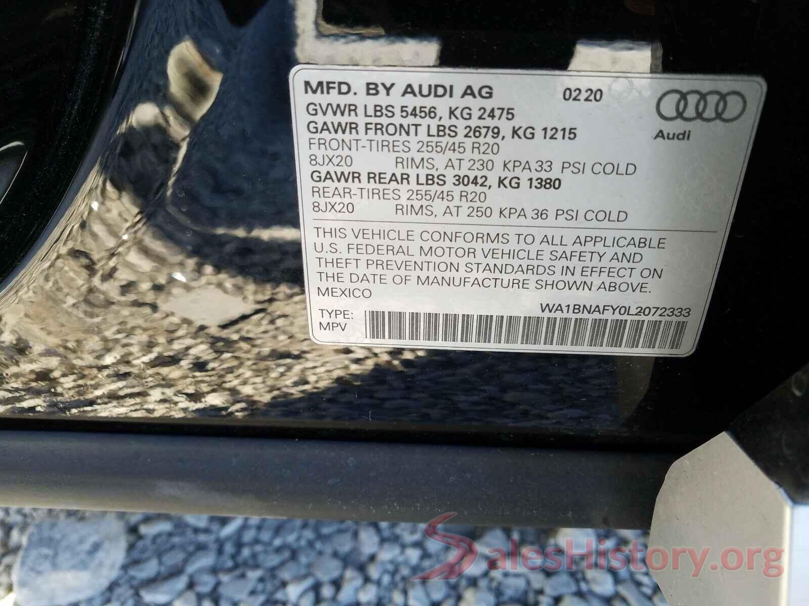 WA1BNAFY0L2072333 2020 AUDI Q5