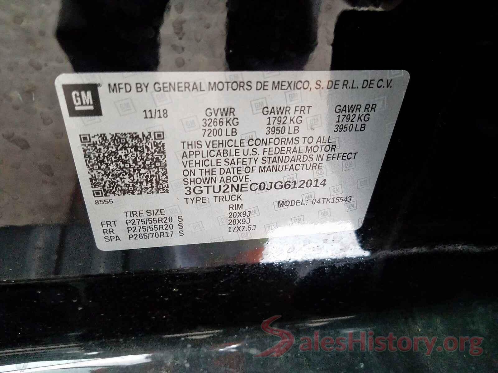 3GTU2NEC0JG612014 2018 GMC SIERRA K15