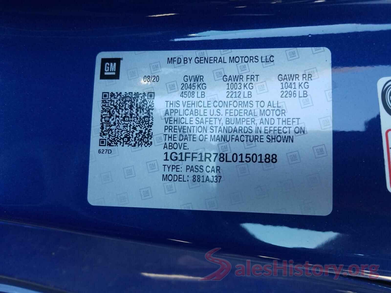 1G1FF1R78L0150188 2020 CHEVROLET CAMARO LZ