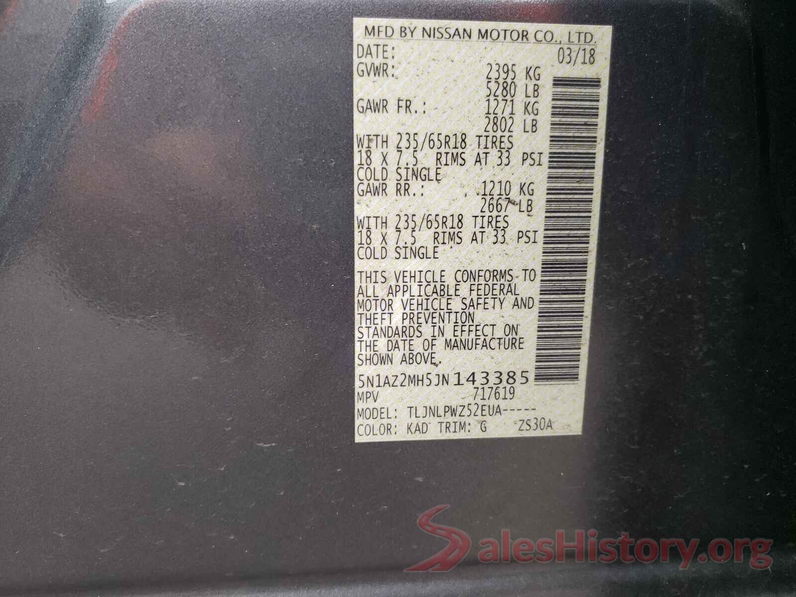 5N1AZ2MH5JN143385 2018 NISSAN MURANO